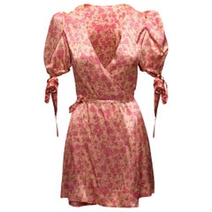 The Vampire's Wife Peach & Pink Floral Print Silk Dress
