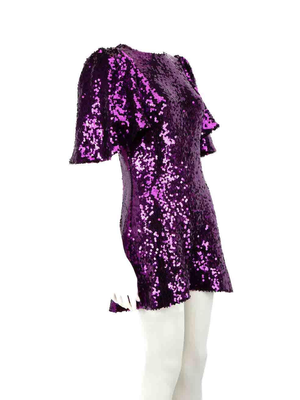 CONDITION is Never worn, with tags. No visible wear to dress is evident on this new The Vampire's Wife designer resale item.
 
 
 
 Details
 
 
 The Mini Night Tremors model
 
 Purple
 
 Polyester
 
 Mini dress
 
 Sequinned
 
 Round neckline
 
