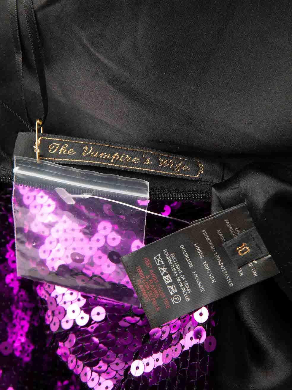 Women's The Vampire's Wife Purple Sequinned Mini Dress Size M