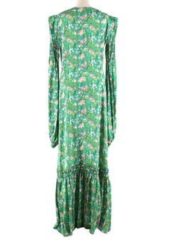 The Vampire's Wife Gerafftes Maxikleid aus Seidensatin mit Blumendruck US8