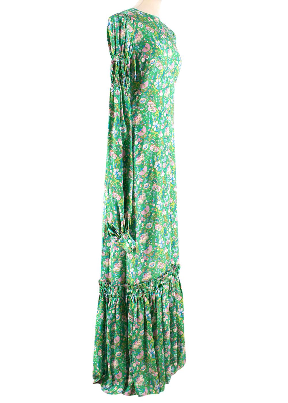 The Vampire's Wife Shirred floral-print silk-satin maxi dress US8 1