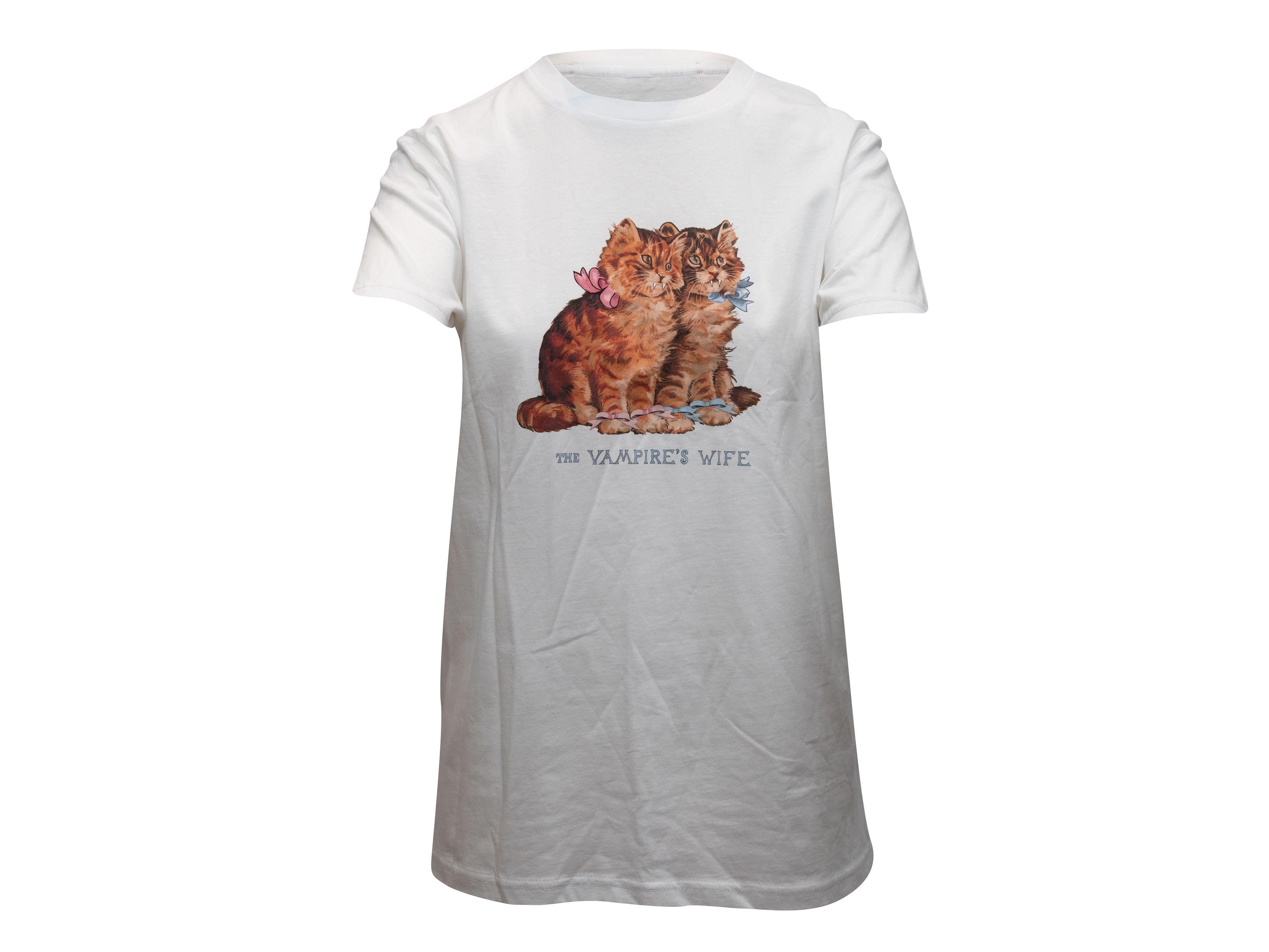 Gray The Vampire's Wife White & Multicolor Kitten Print T-Shirt