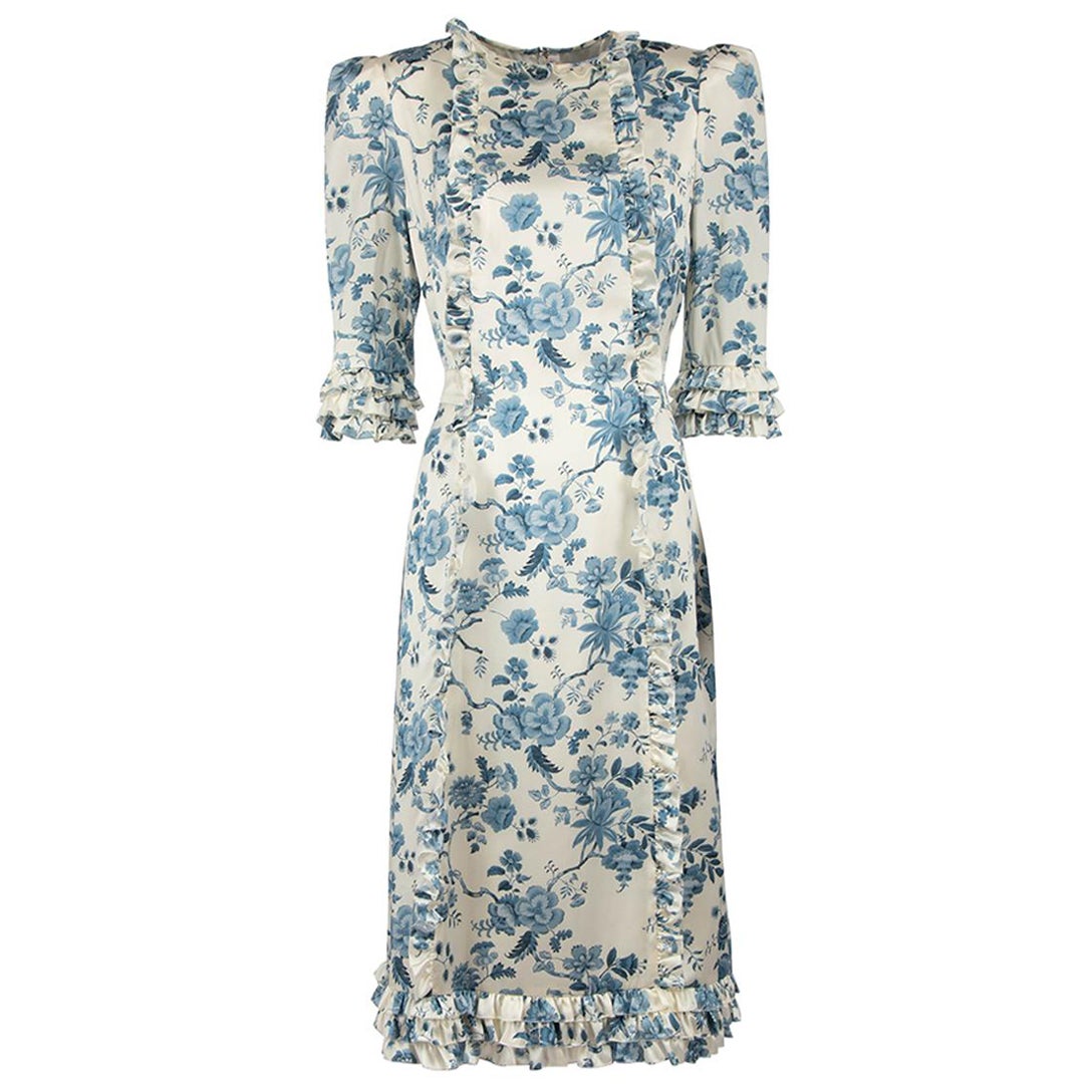 The Vampire's Wife White Silk Floral Tied-Waist Dress Size XXL