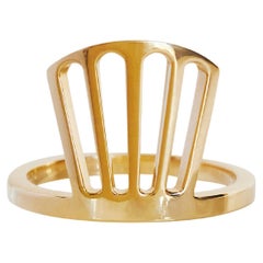 A Laser Cut Solid Yellow 18k Gold Fan Ring