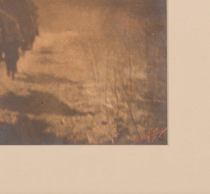 Presented is an extremely scarce gelatin silver print of The Vanishing Race by Edward S. Curtis. Chosen by Curtis as the first photograph in his epic 20 volume photographic chronicle The North American Indian, The Vanishing Race is the most