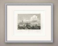 The Vatican in Rome, Antique Panoramic View over the Rooftops, circa 1850