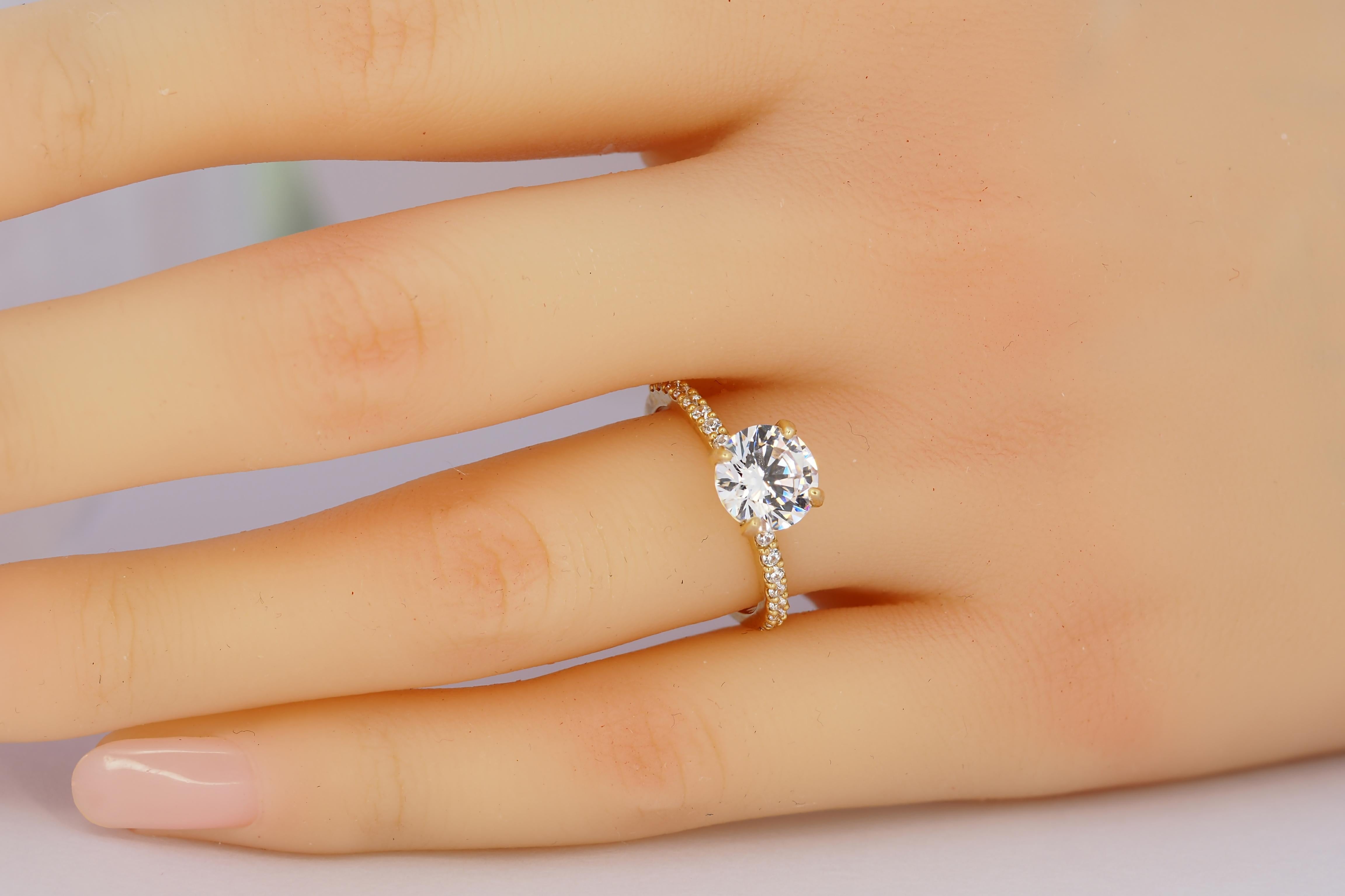For Sale:  The Veiled Halo Round Brilliant Moissanite Engagement 14k Gold Ring 10