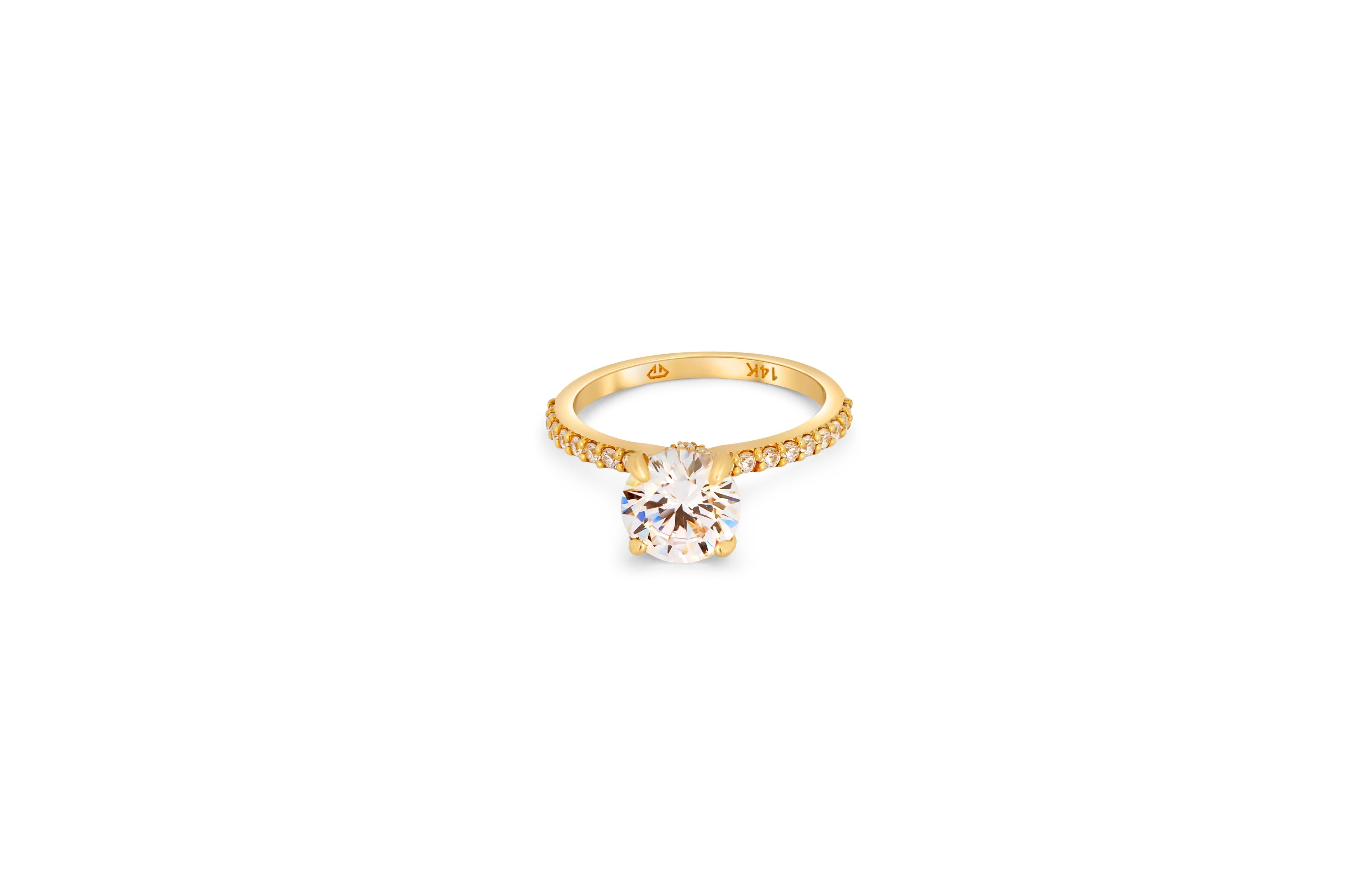 For Sale:  The Veiled Halo Round Brilliant Moissanite Engagement 14k Gold Ring.  2