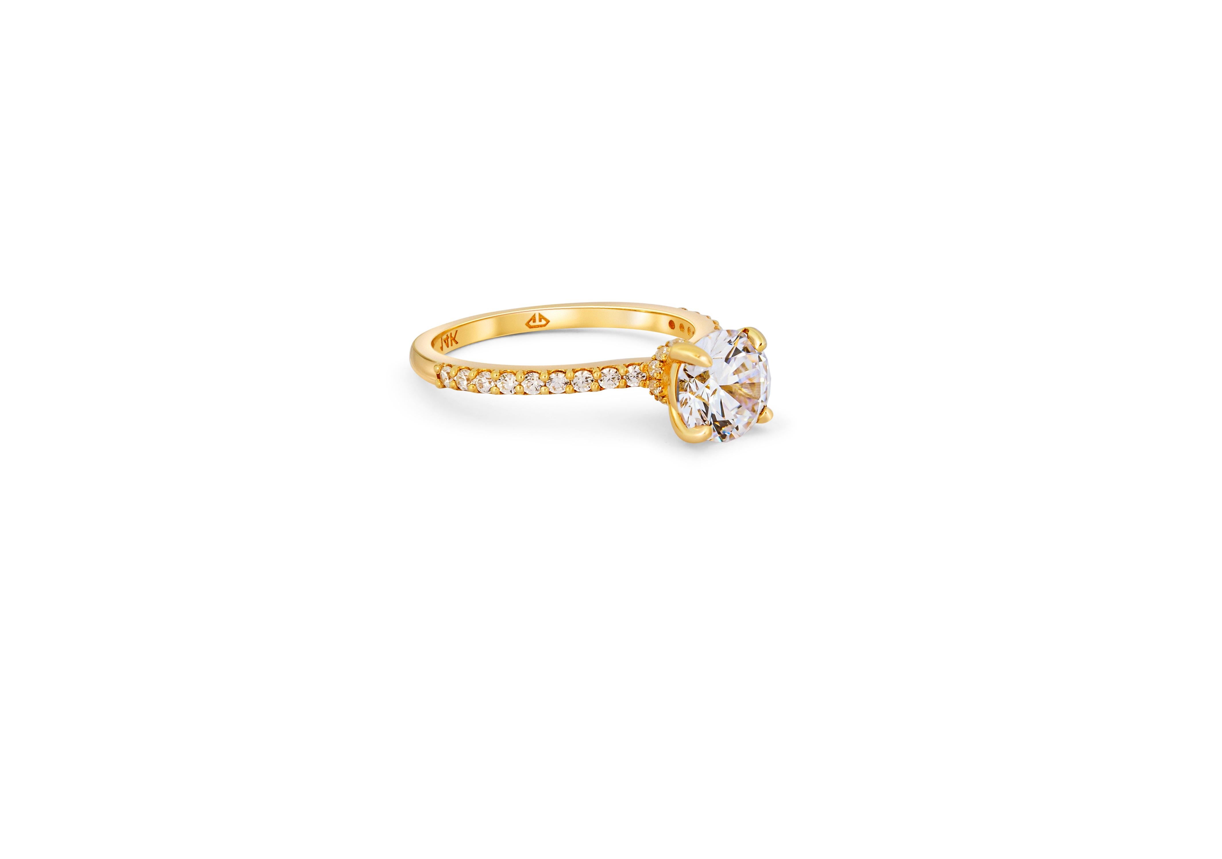 For Sale:  The Veiled Halo Round Brilliant Moissanite Engagement 14k Gold Ring.  3