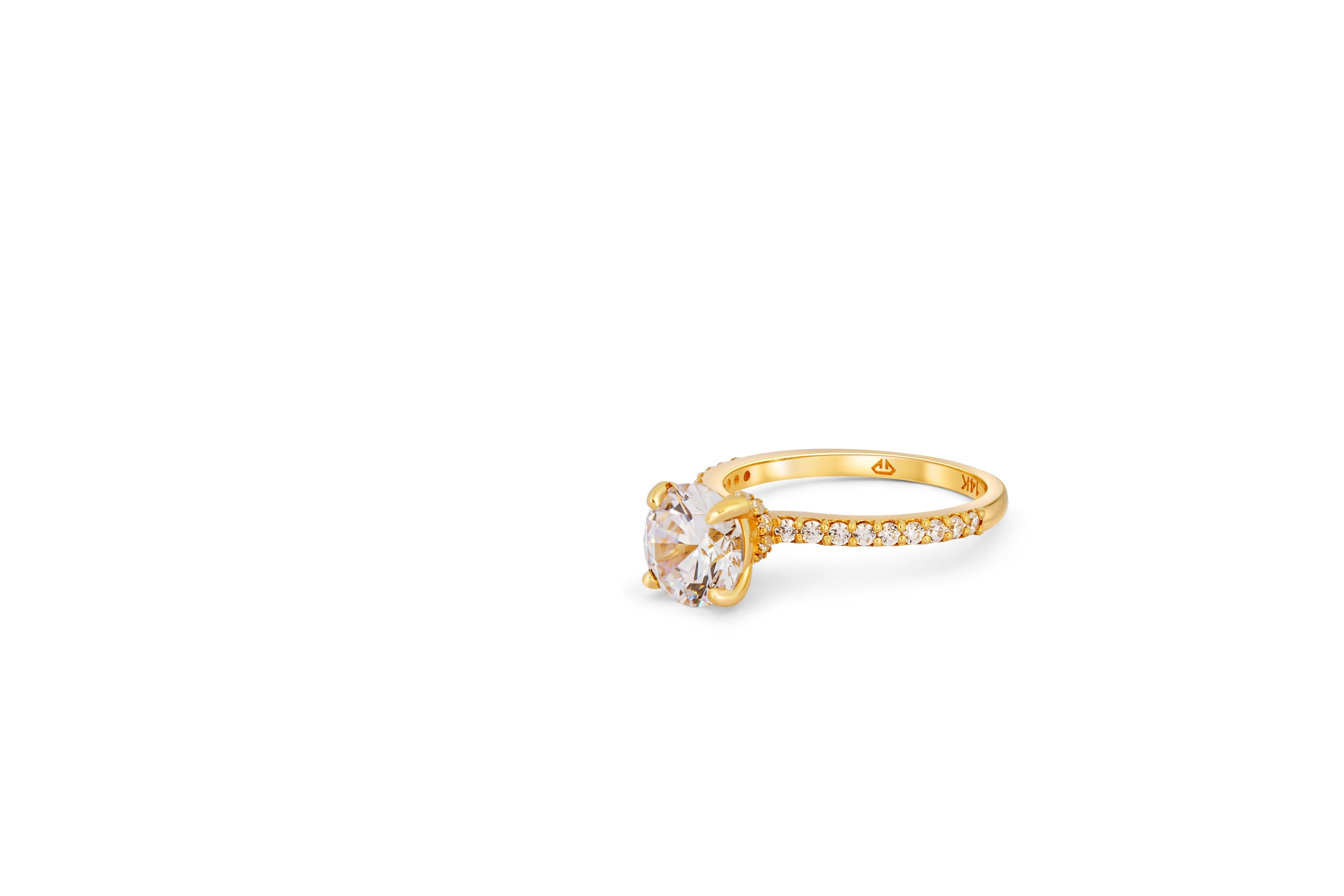 For Sale:  The Veiled Halo Round Brilliant Moissanite Engagement 14k Gold Ring.  4