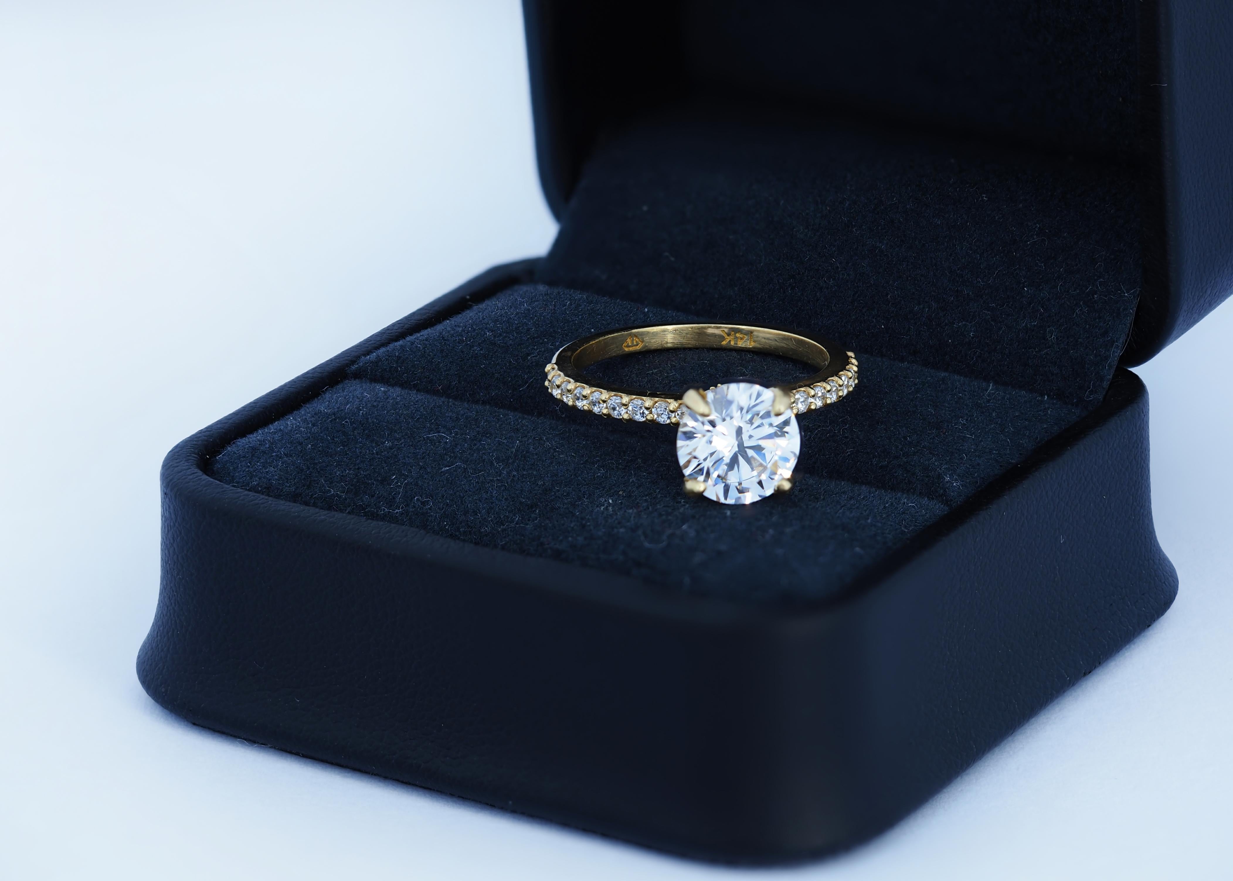 For Sale:  The Veiled Halo Round Brilliant Moissanite Engagement 14k Gold Ring 6