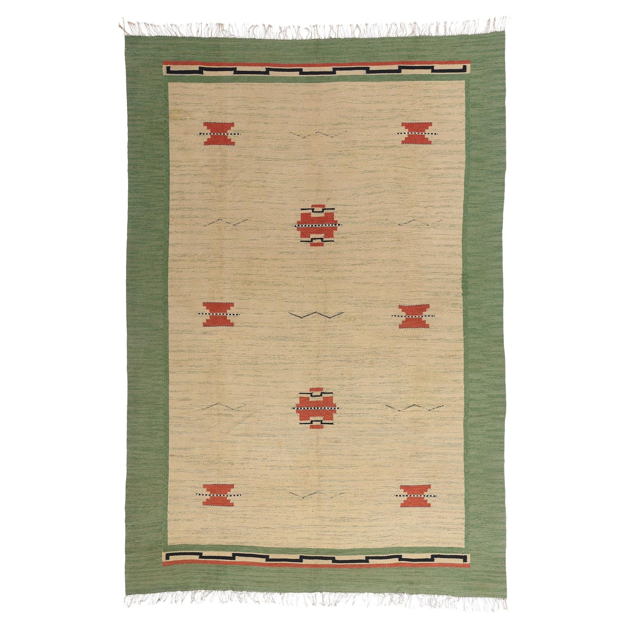 The Verdant Harmony: A Vintage Finnish Rollakan Masterpiece of Nordic Modernism