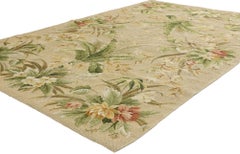 The Verdant Salon: A Vintage Chinese Aubusson Needlepoint of Botanical Elegance