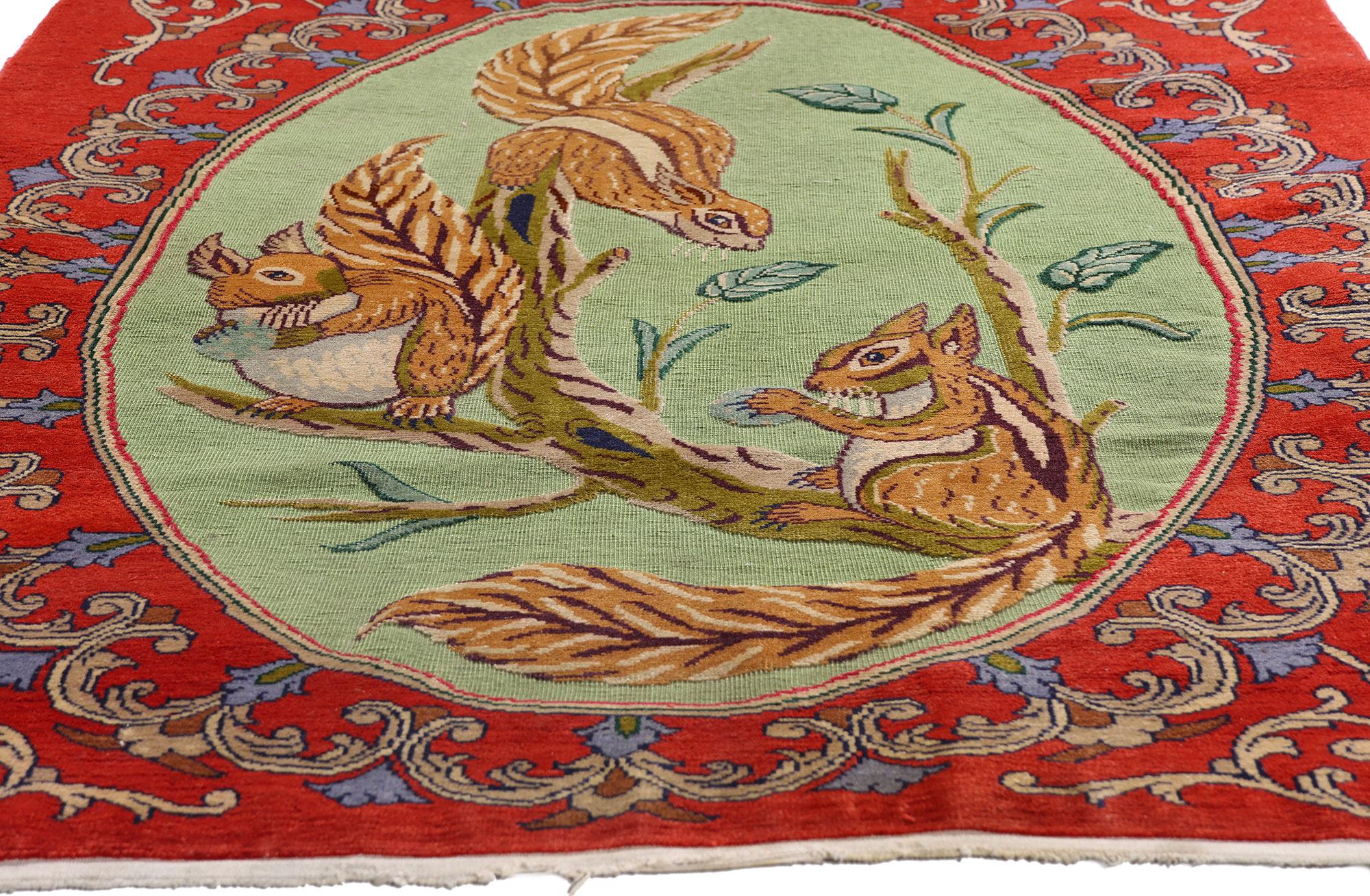 Annodato a mano Il Capriccio Verdeggiante: Un capolavoro persiano di Kashan di fantasia aristocratica in vendita