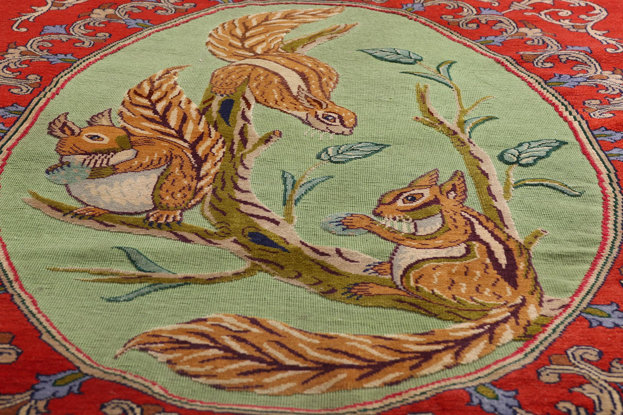 Il Capriccio Verdeggiante: Un capolavoro persiano di Kashan di fantasia aristocratica In condizioni buone in vendita a Dallas, TX