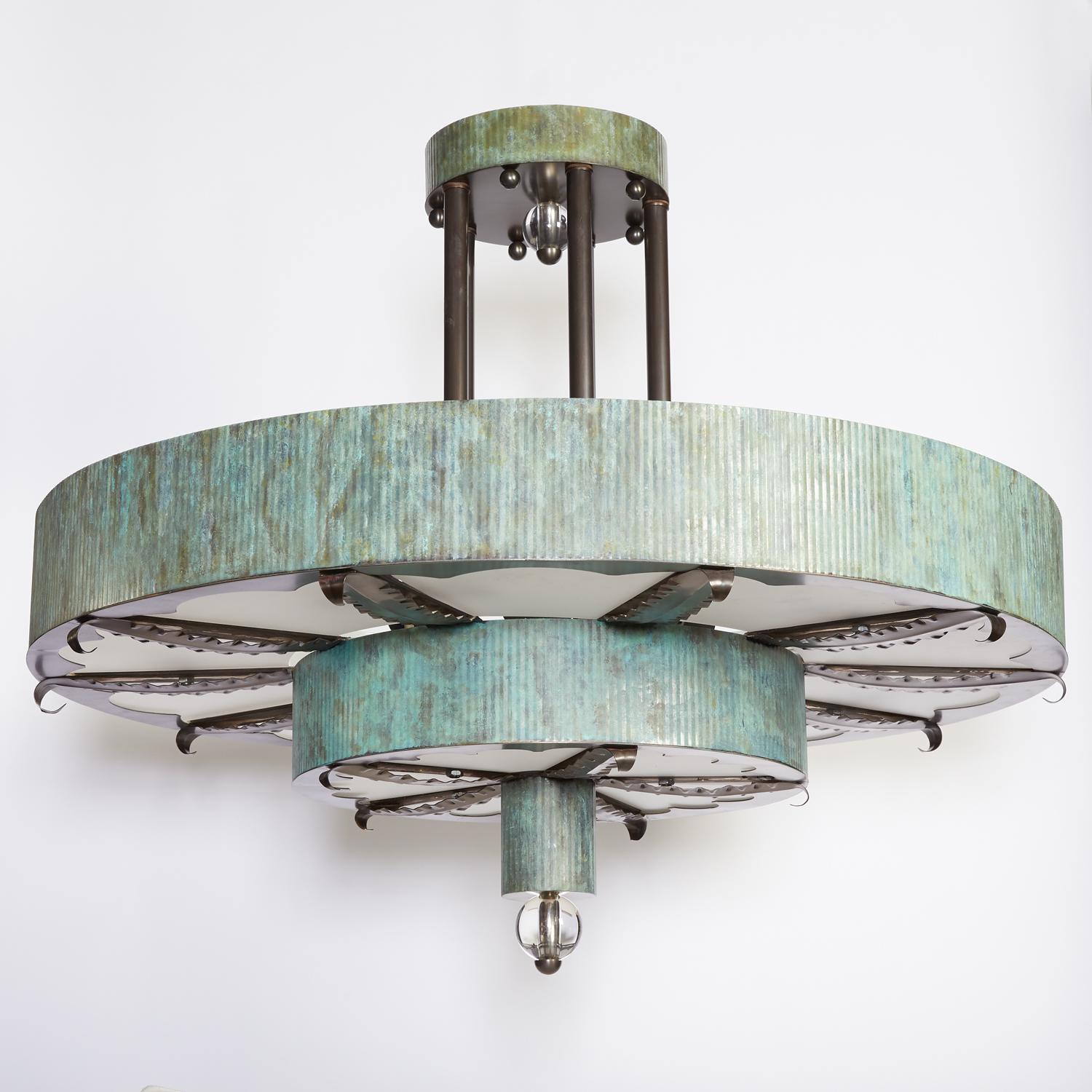 Contemporary Verdigris Eltham Pendant Fixture by David Duncan For Sale