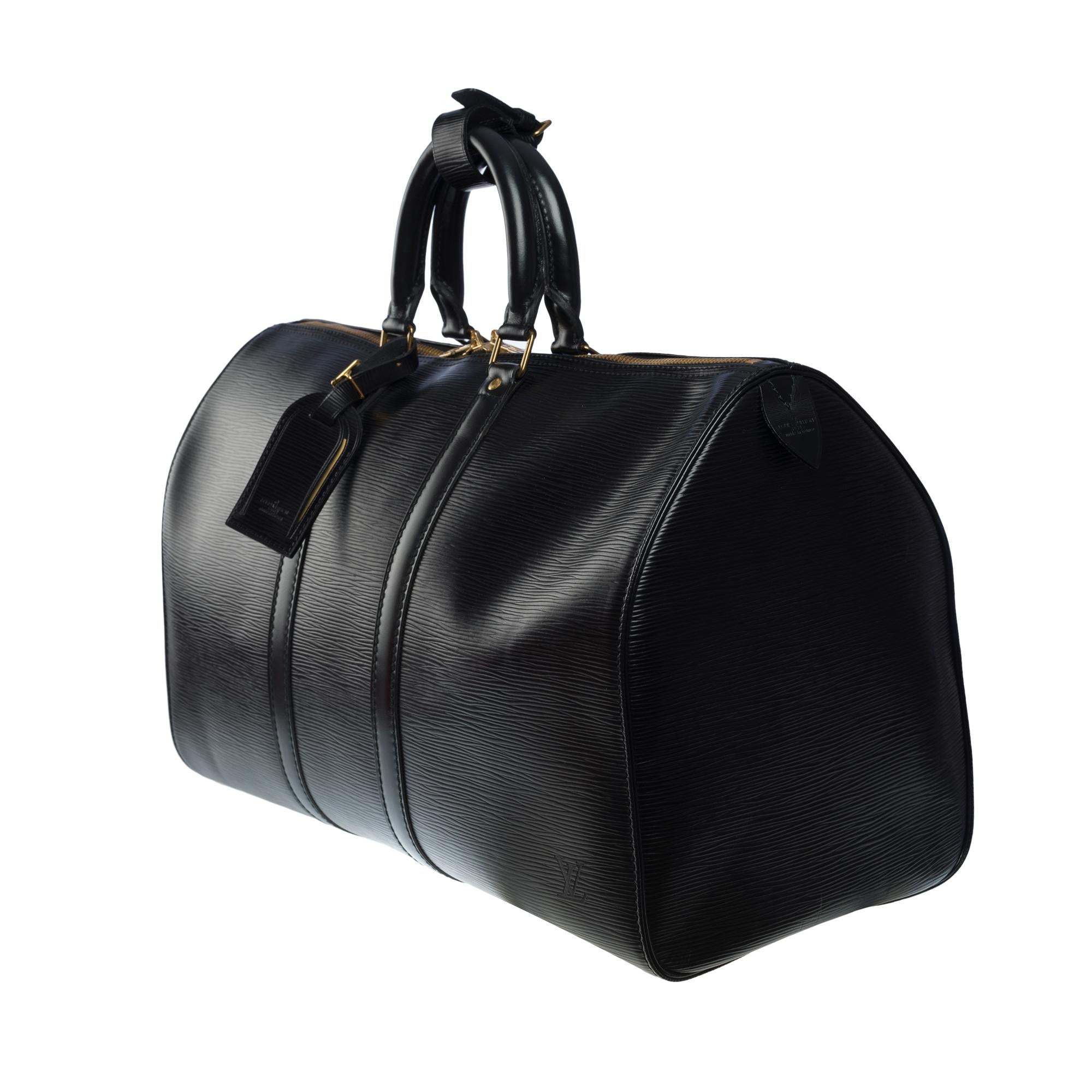 Women's or Men's The very Chic Louis Vuitton Keepall 45 Travel bag in black epi leather, GHW