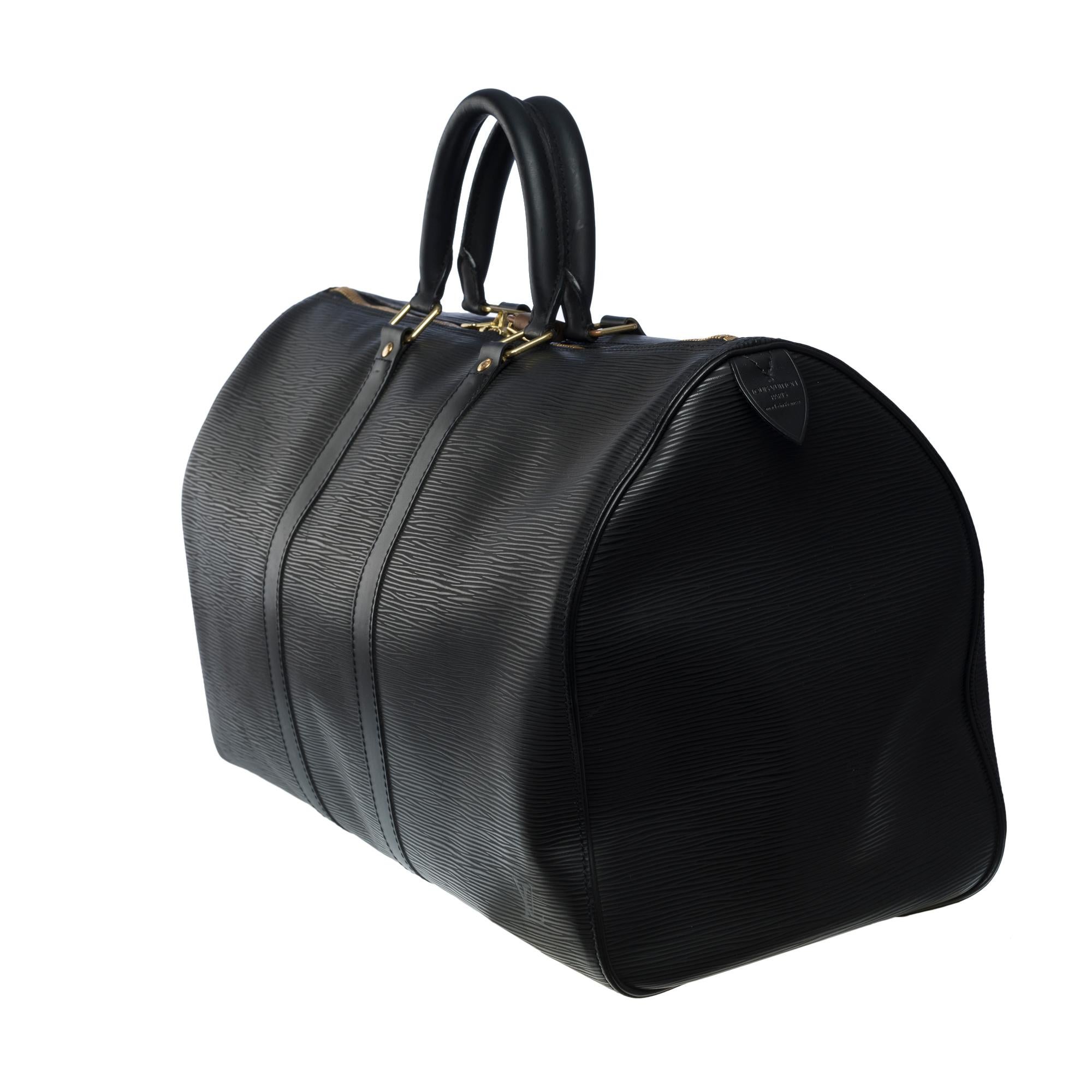 The very Chic Louis Vuitton Keepall 45 Travel bag in black epi leather, GHW 1