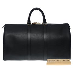 Used The very Chic Louis Vuitton Keepall 45 Travel bag in black epi leather, GHW
