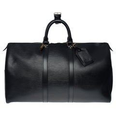 Sac de voyage Louis Vuitton Keepall 45 très chic en cuir épi noir, GHW