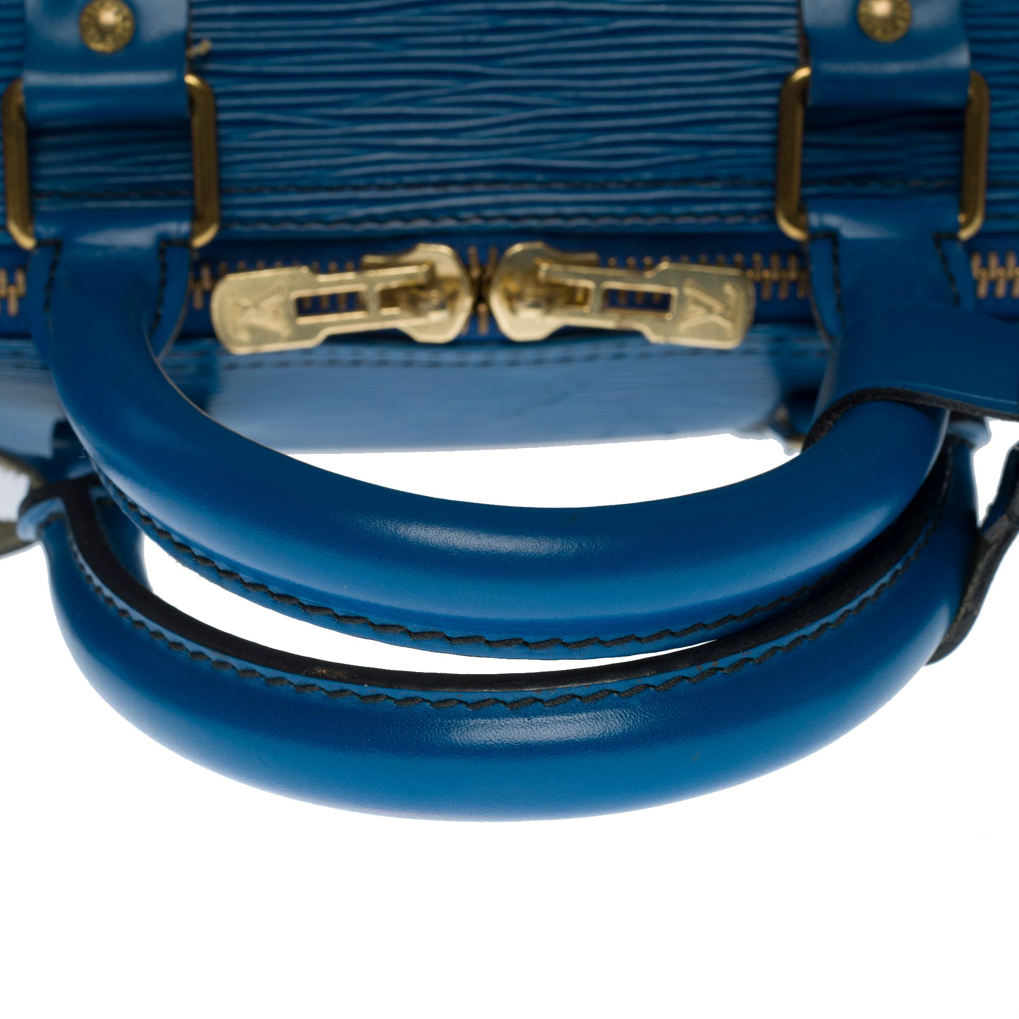 Le très chic sac de voyage Louis Vuitton Keepall 45 en cuir épi bleu, GHW 3