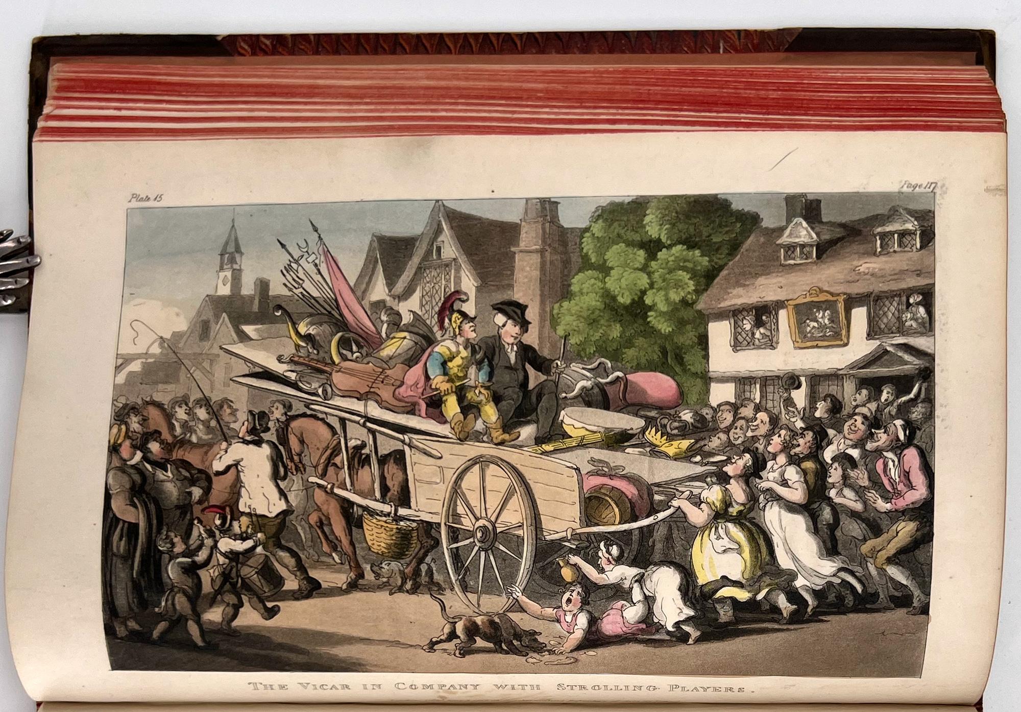 London: R. Ackermann, 1823. Thomas Rowlandson. Second Edition. 
Tall 8vo. 9 1/8 x 6 7/8 inches (228 x 174 mm); 8 + 254 pp.; with 24 hand-colored plates by Thomas Rowlandson, including a frontispiece. Brow calf half binding with black fillets on