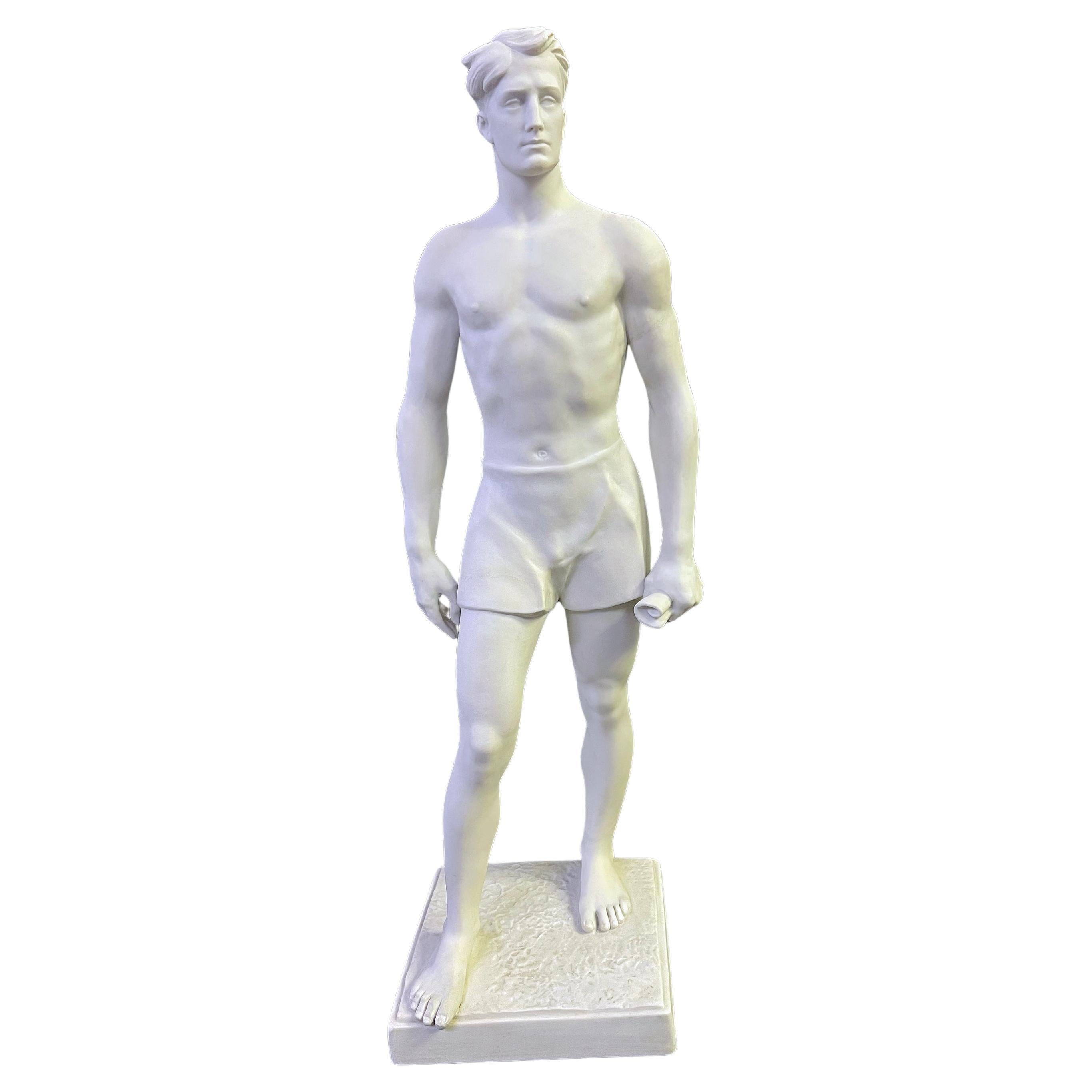 "The Victor", Idealized Male Figure in Porcelain by Franz Nagy, 1930s