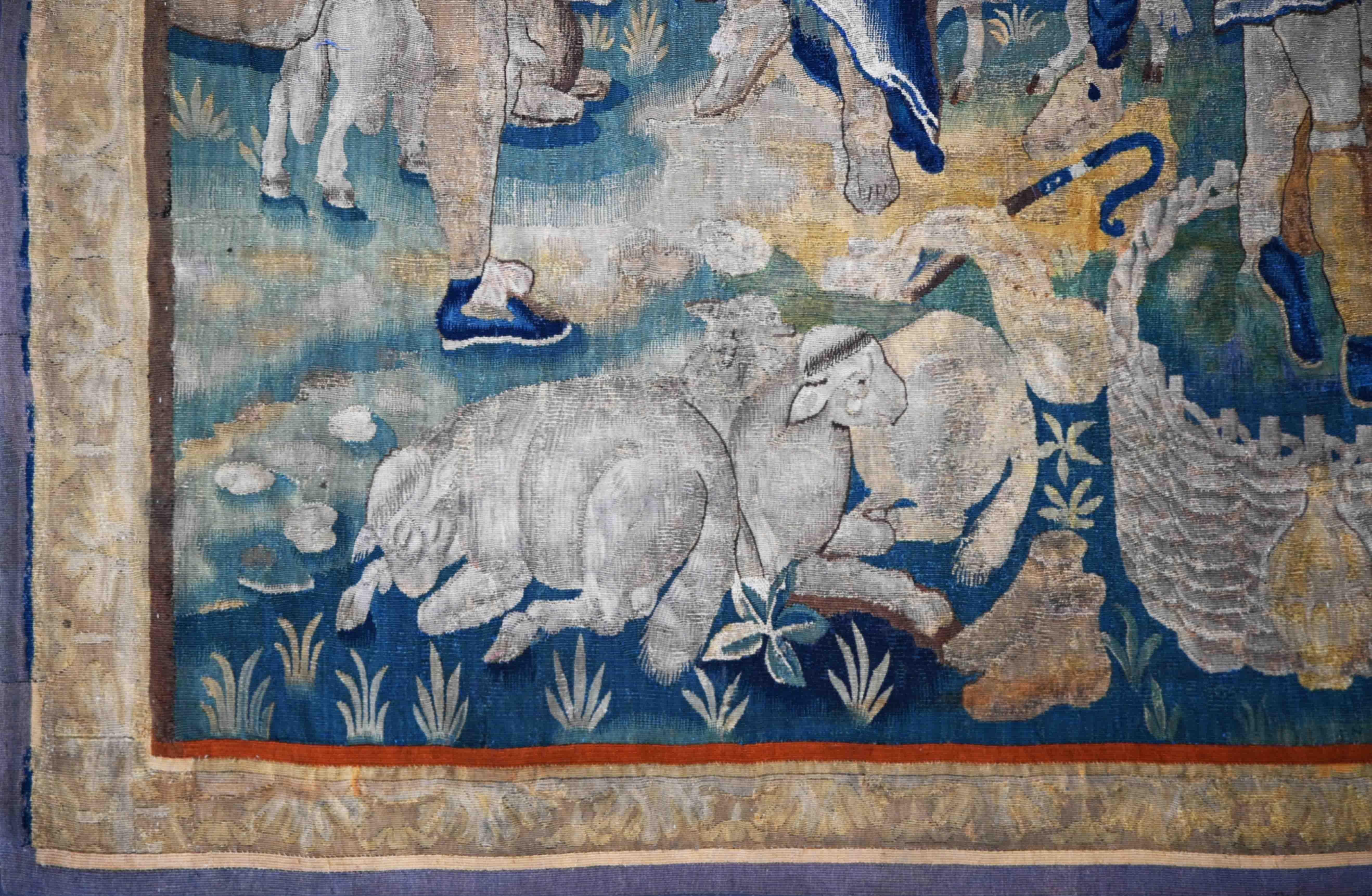 Das Dorffest, Flämischer Wandteppich aus dem 17. Jahrhundert - Abmessung 338x275 - N 1048 (Wolle) im Angebot