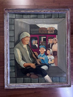 The Violin Player Painting Outsider Folk Artist Gloria Laposka