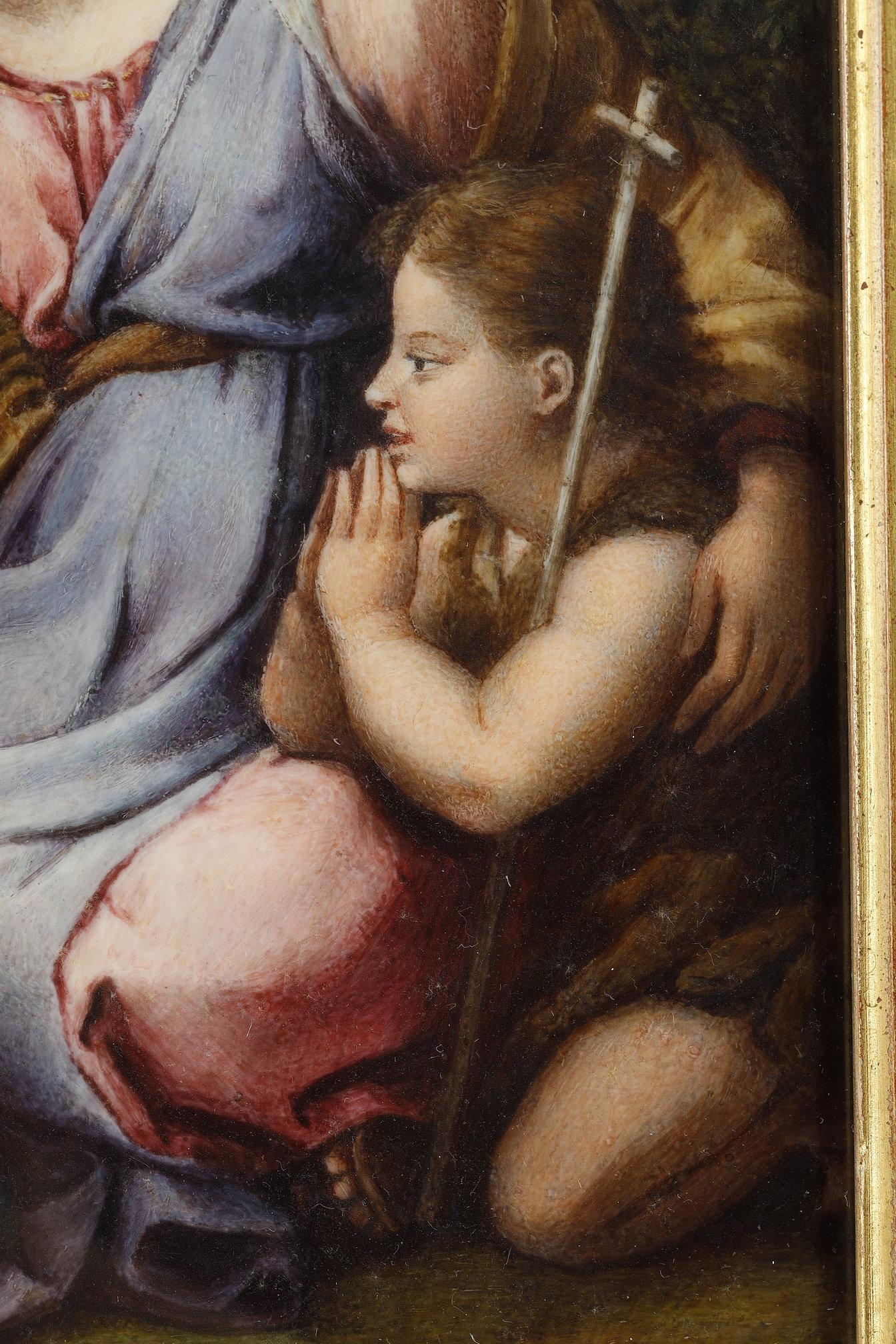 Legno La Vergine con il bambino e il piccolo St. Johns, da Raphaël (1483-1520) in vendita