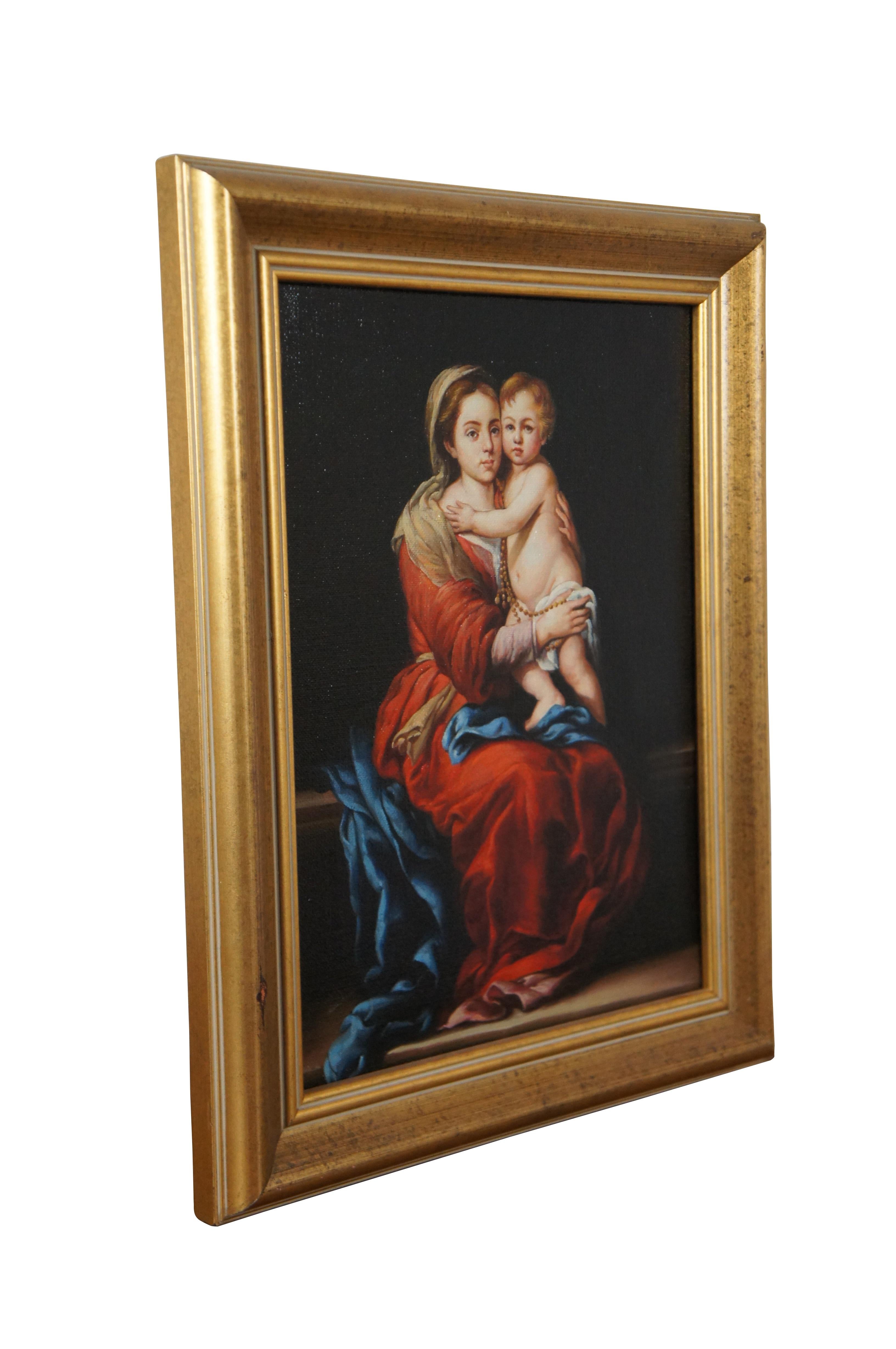 The Virgin & Child w Rosary Oil Painting After Bartolome Esteban Murillo 20