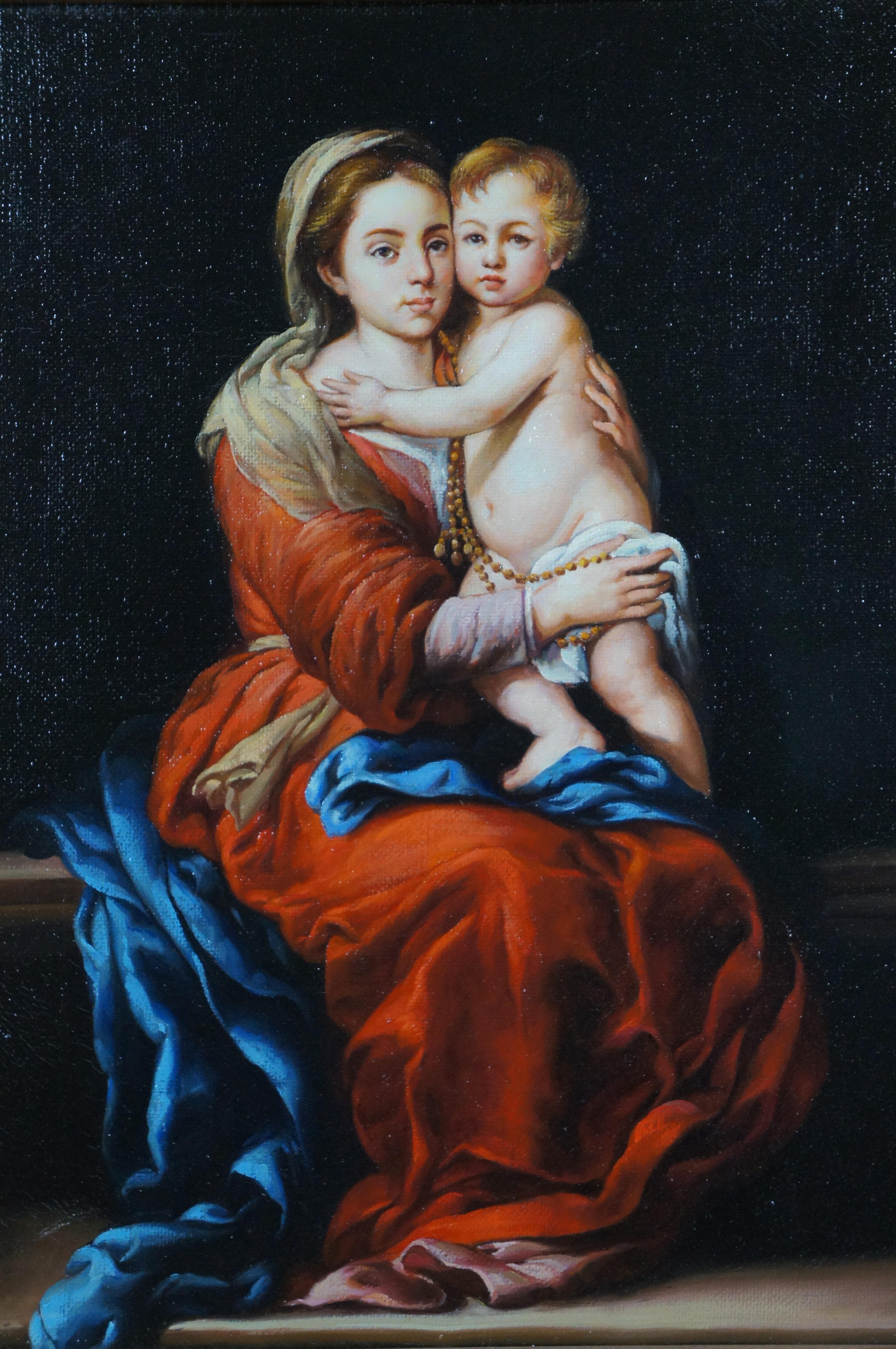 The Virgin & Child w Rosary Oil Painting After Bartolome Esteban Murillo 20