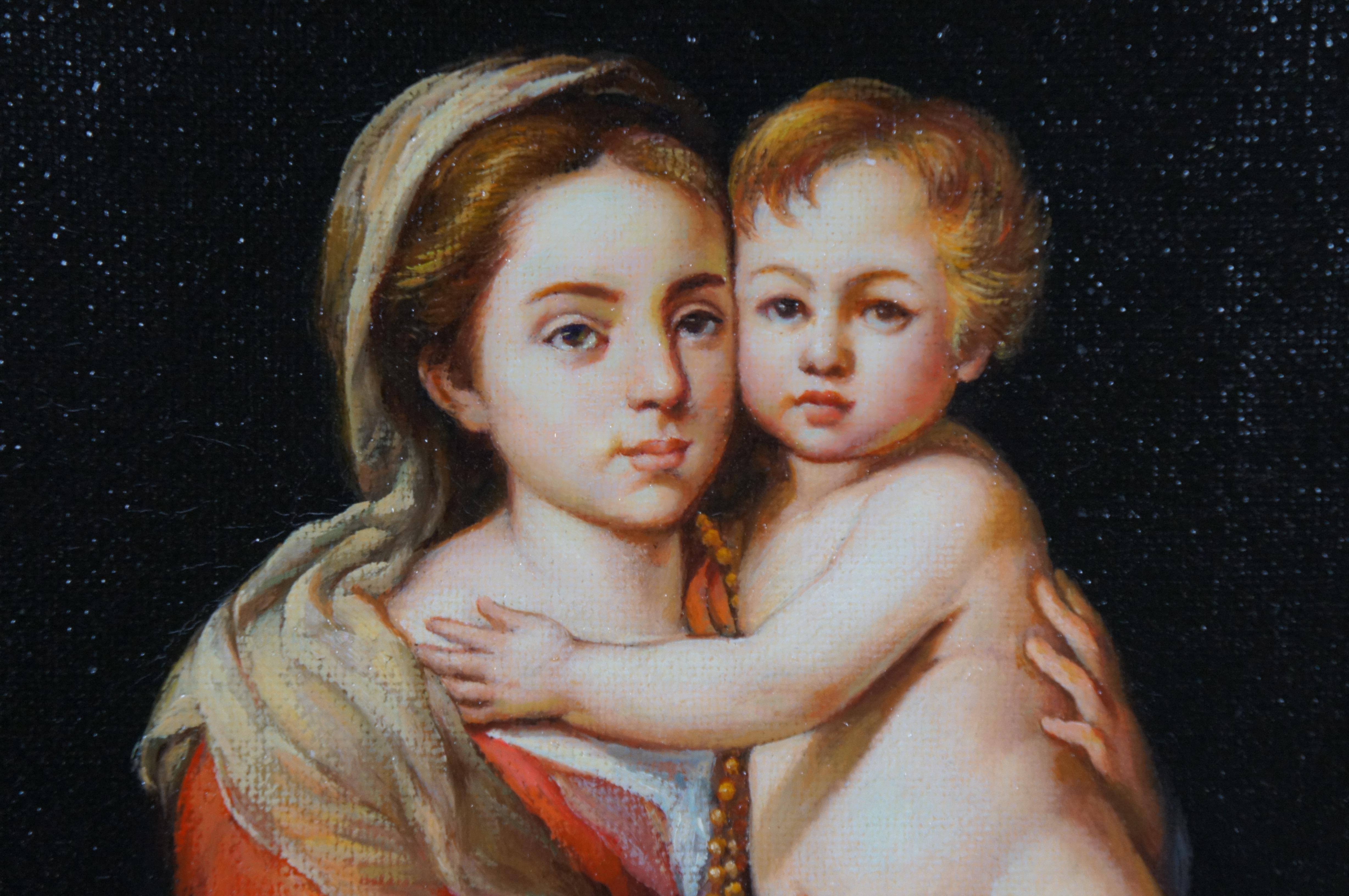 The Virgin & Child w Rosary Oil Painting After Bartolome Esteban Murillo 20
