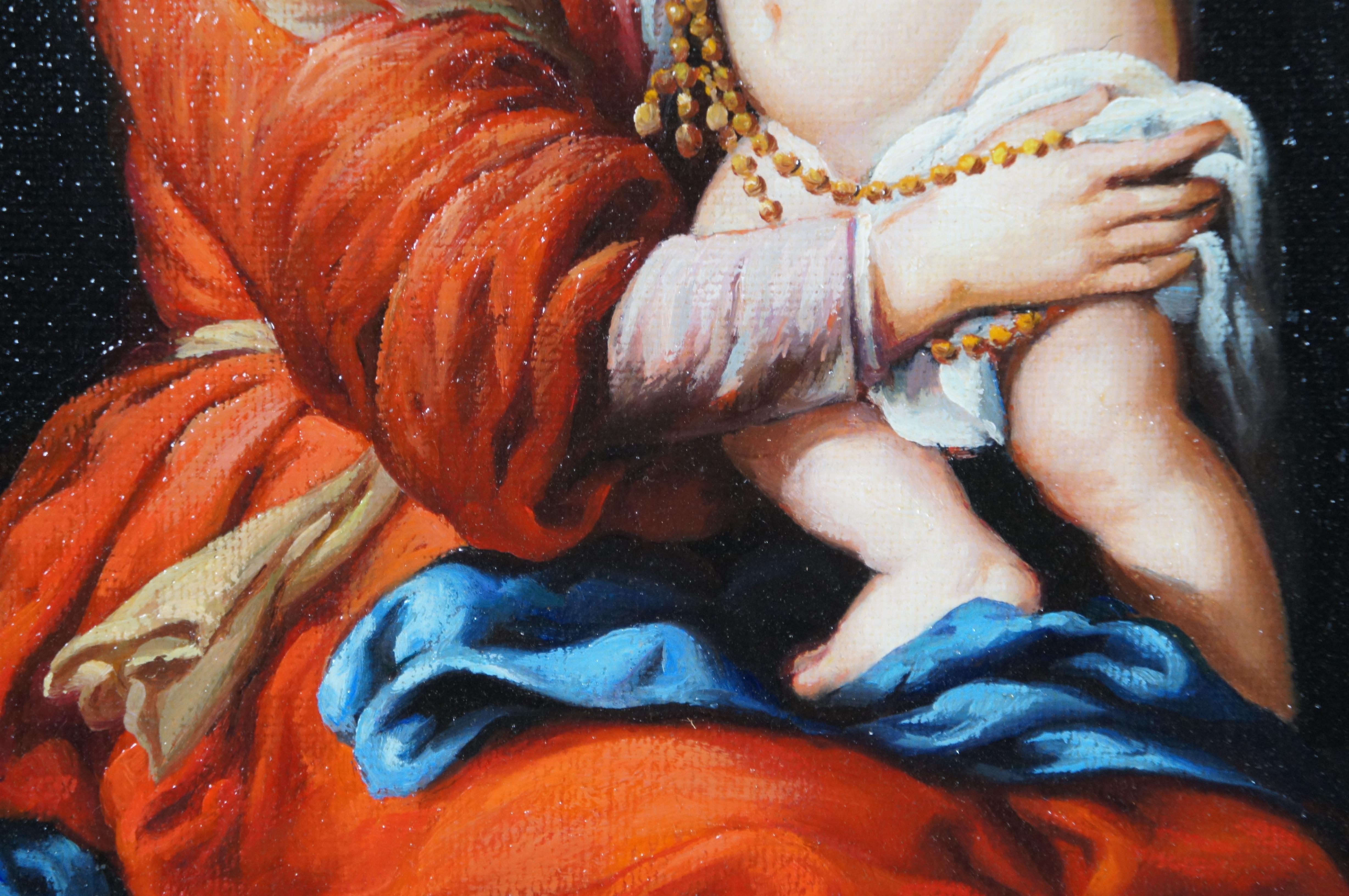 The Virgin & Child w Rosary Oil Painting After Bartolome Esteban Murillo 20