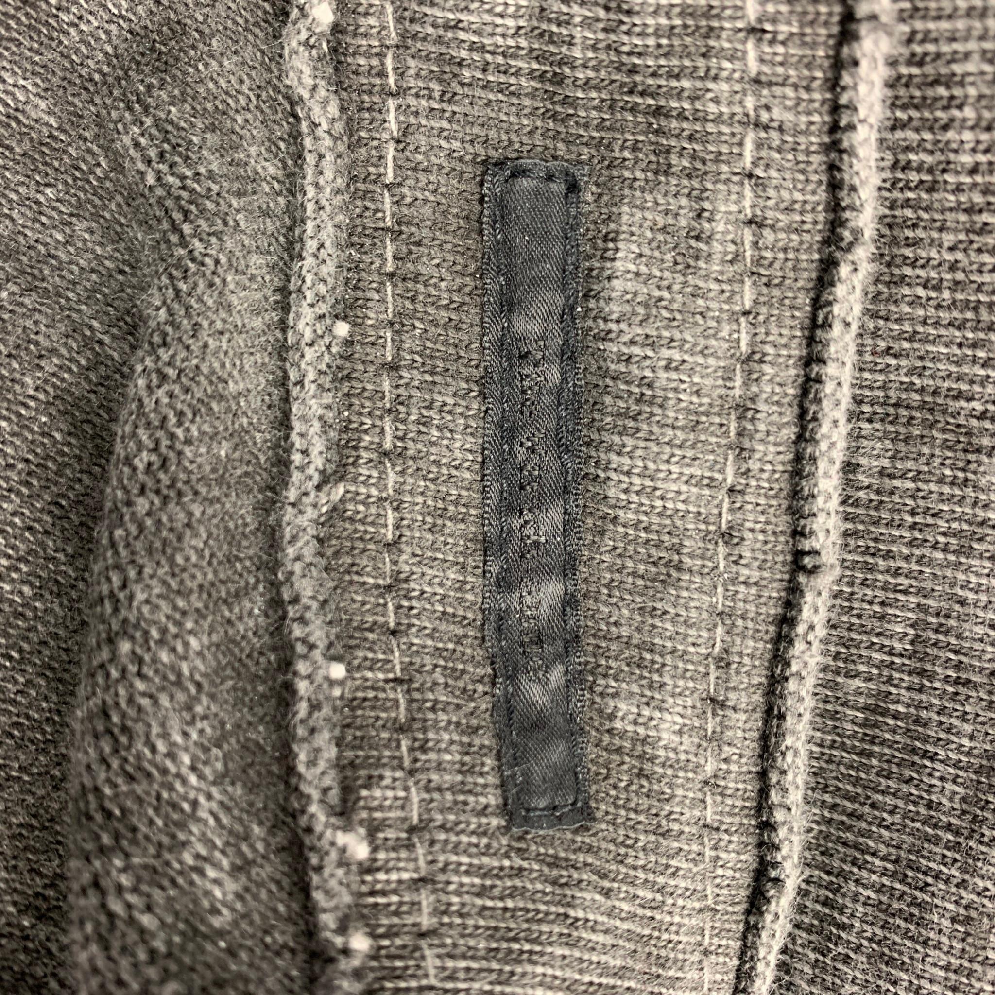 THE VIRIDI-ANNE Size 32 Charcoal Washed Cotton Asymmetrical Casual Pants In Good Condition In San Francisco, CA