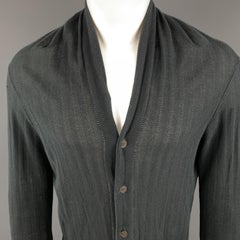 THE VIRIDI-ANNE Size M Black Knitted Cotton Buttoned Cardigan Sweater
