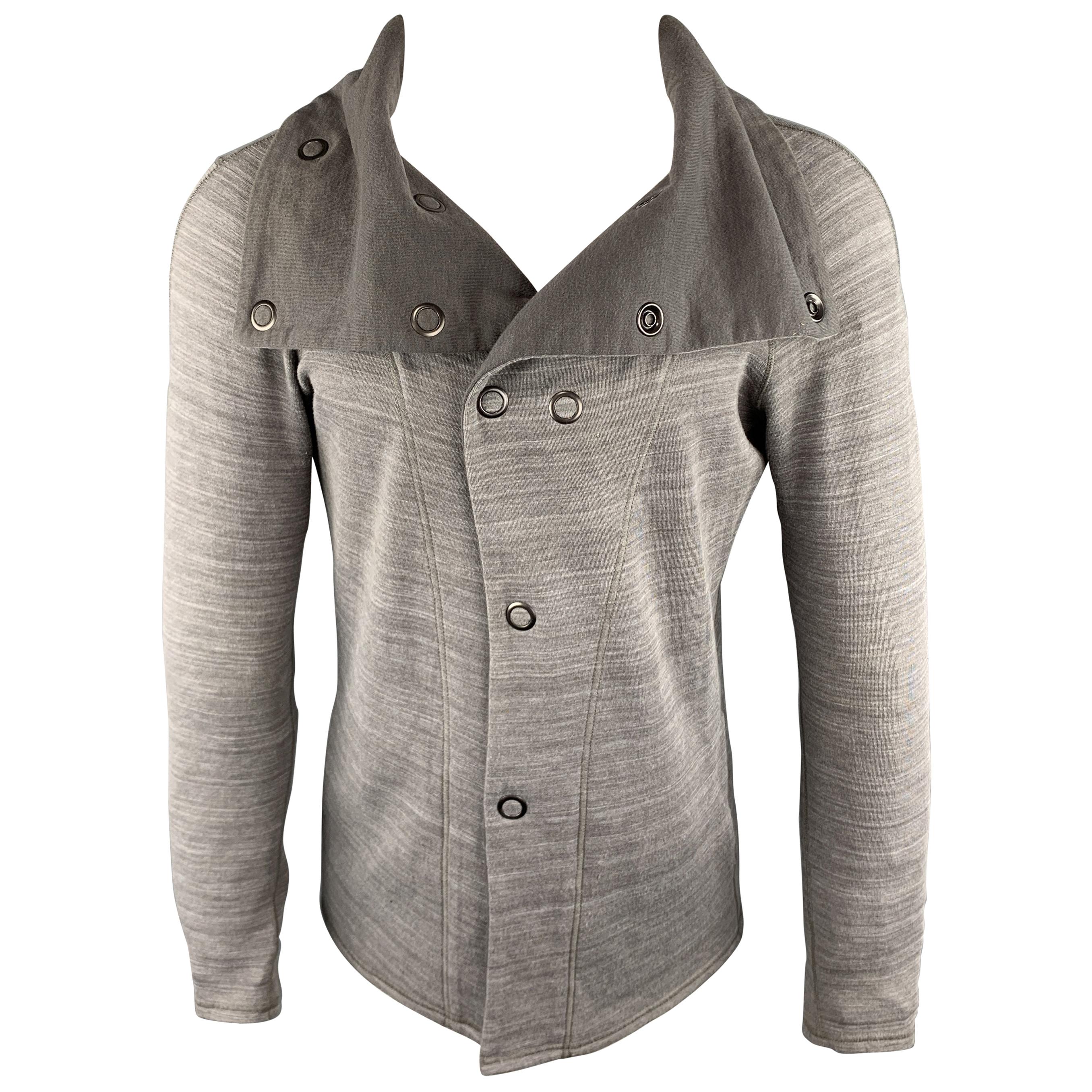 THE VIRIDI-ANNE Size S Heather Gray Cotton / Polyester Asymmetrical Jacket