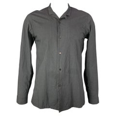 THE VIRIDI-ANNE Size XL Charcoal Stripe Cotton Long Sleeve Shirt
