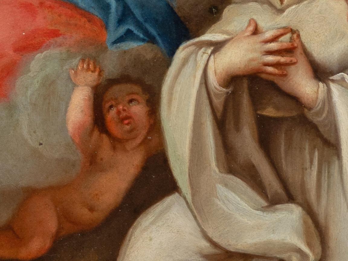 18th Century “The Vision of Saint Bernard”, Oil on Copper, Rome, 1723 For Sale