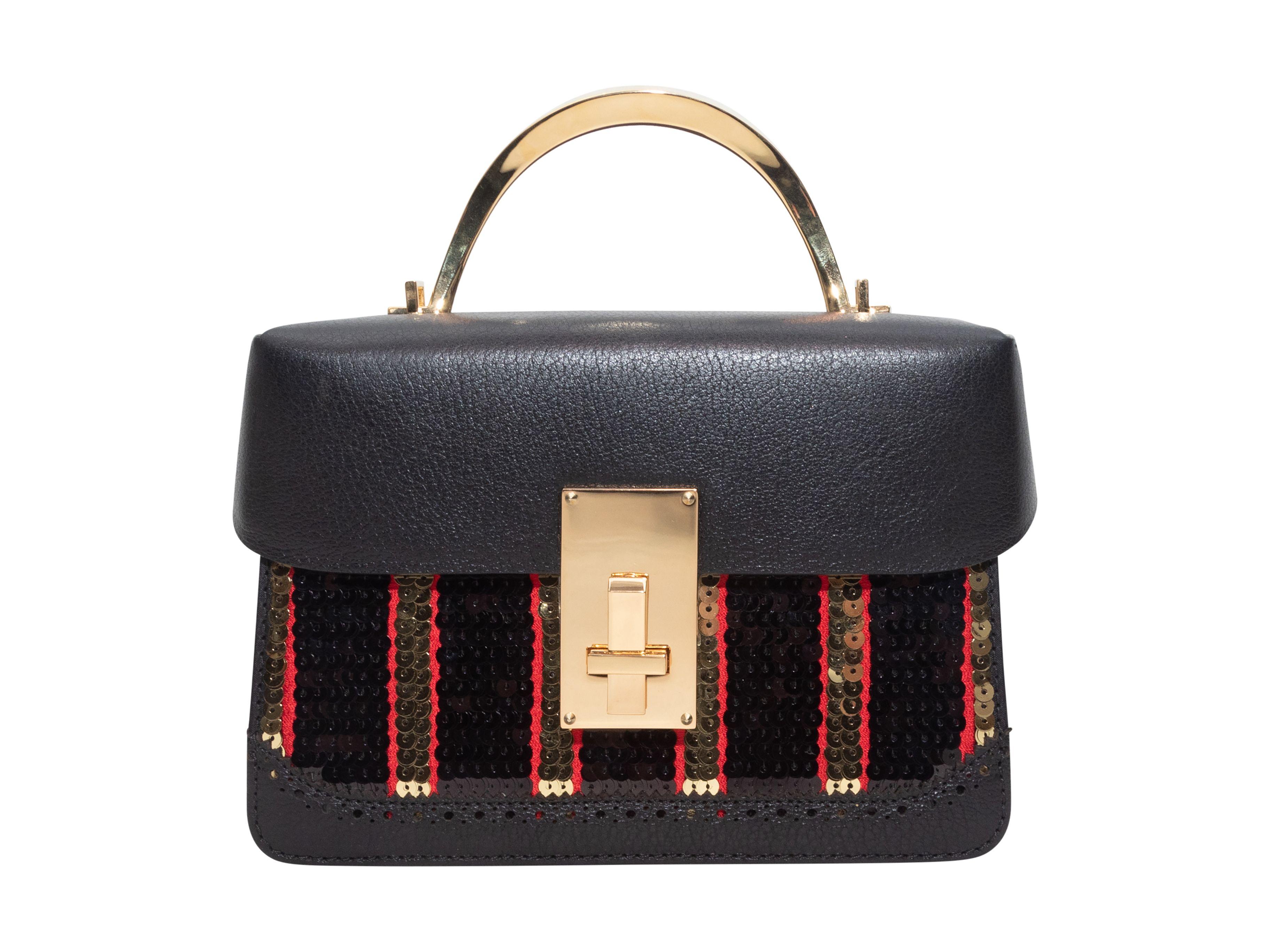 Schwarze & mehrfarbige Handtasche aus Pailletten und Leder von Volan Damen