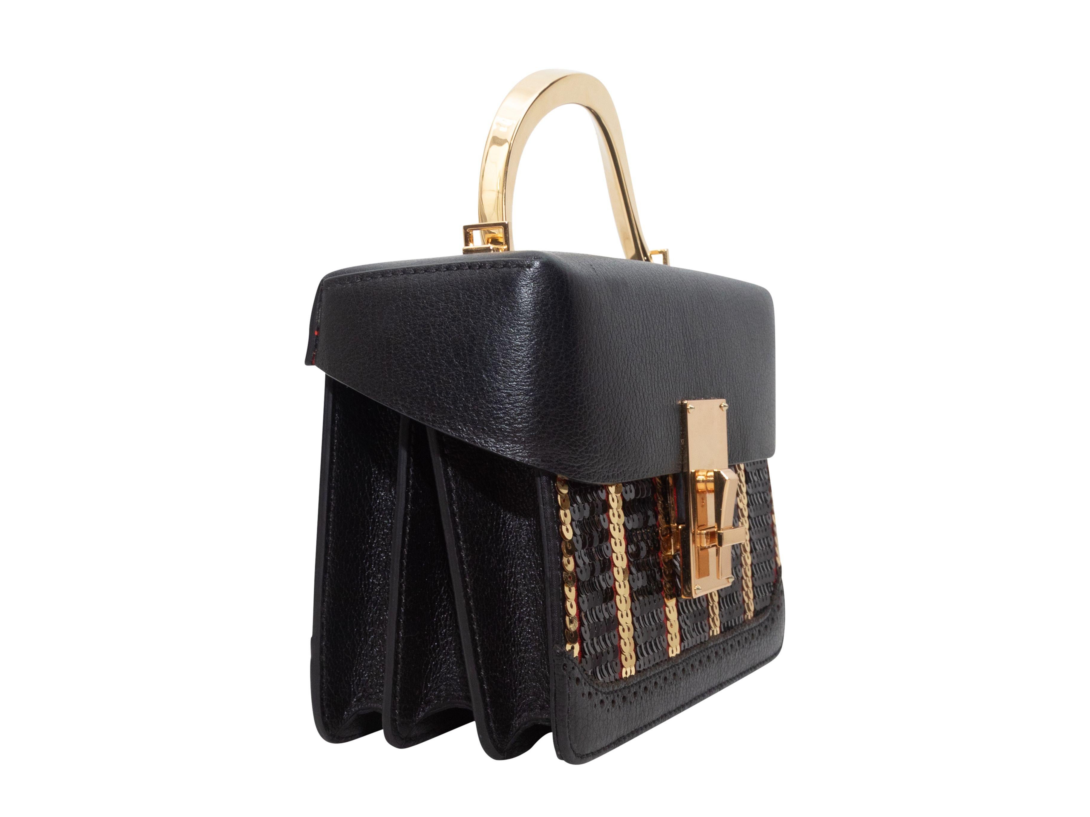Schwarze & mehrfarbige Handtasche aus Pailletten und Leder von Volan 1