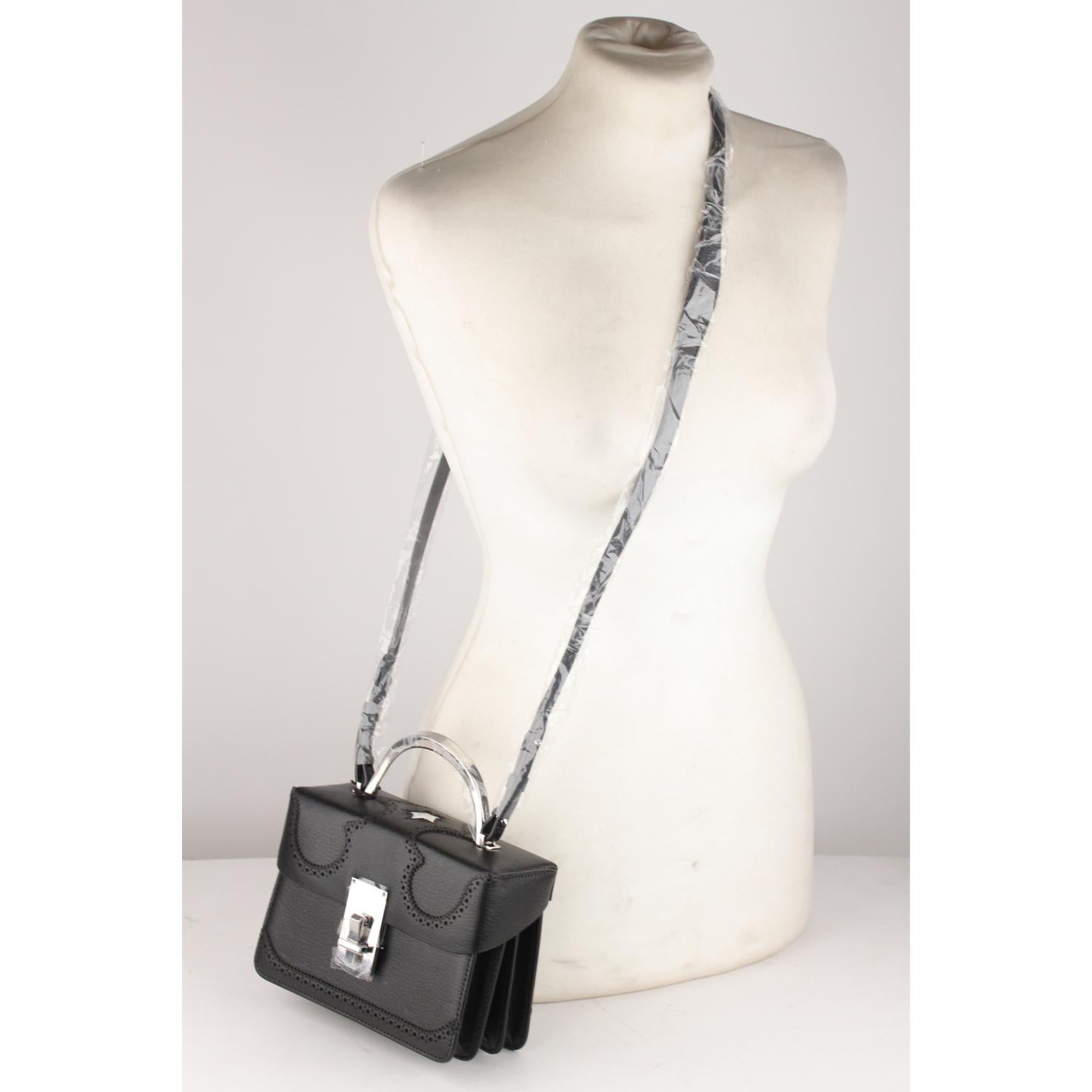 The Volon Black Leather Data Alice Small Crossbody Shoulder Box Bag Handbag 3