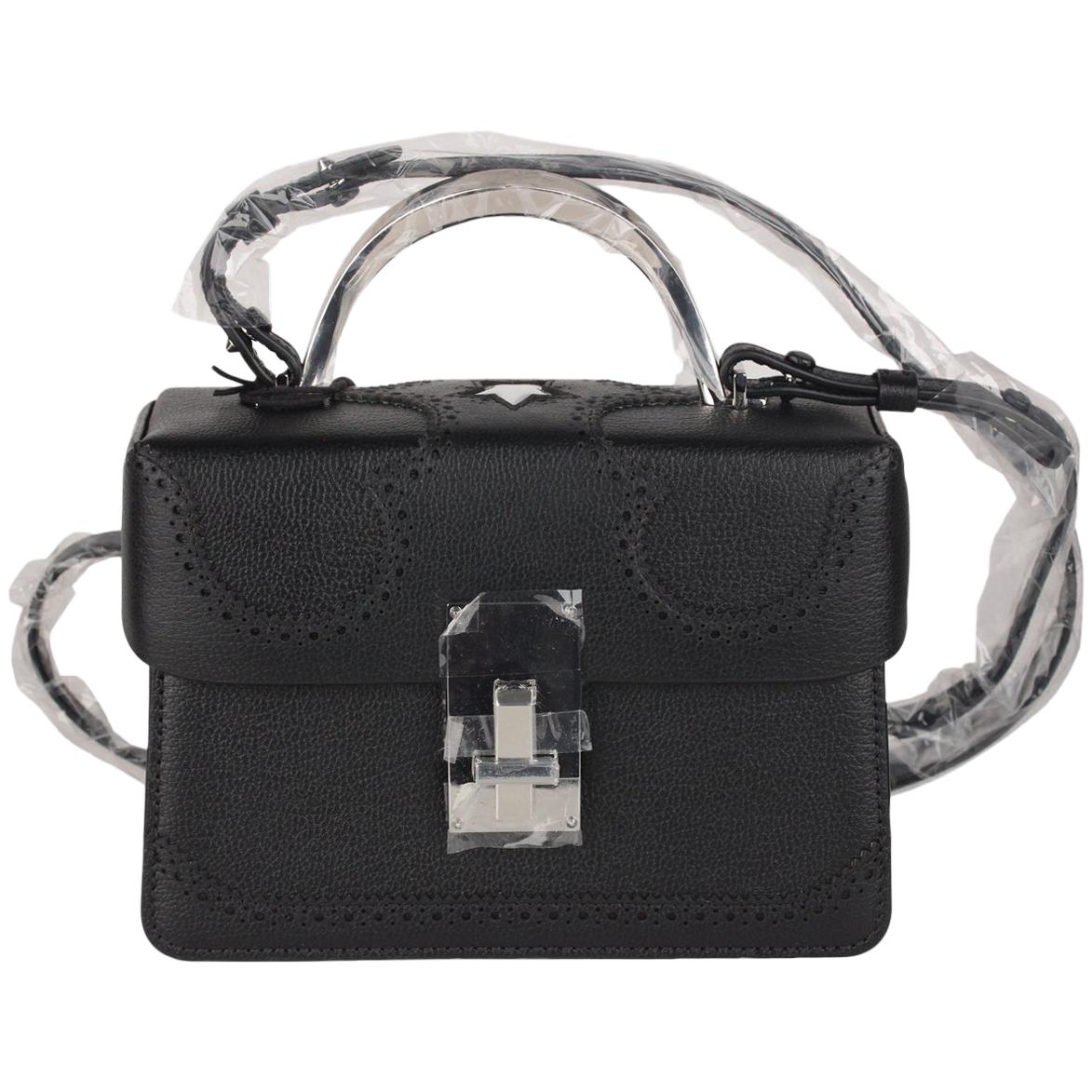 The Volon Black Leather Data Alice Small Crossbody Shoulder Box Bag Handbag