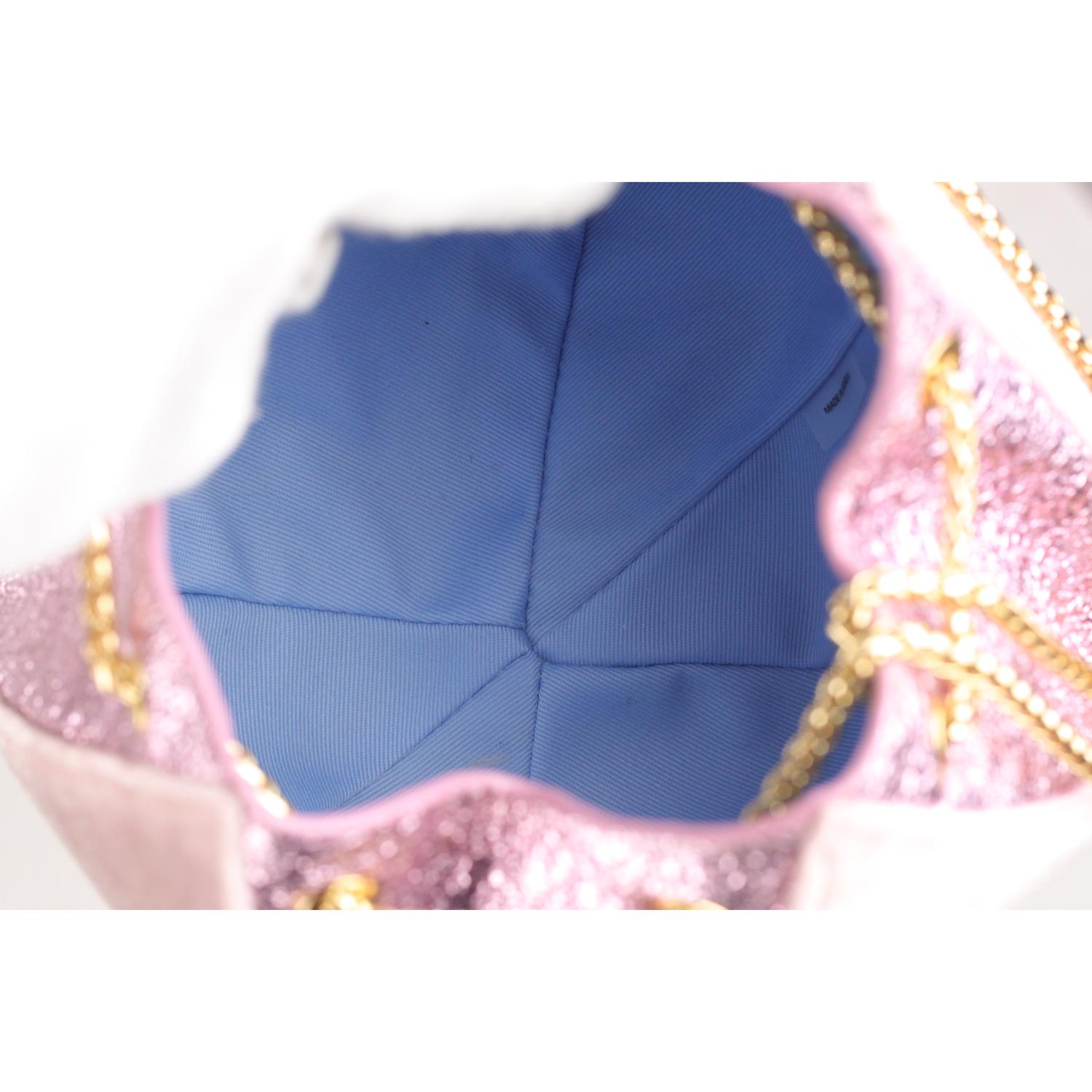The Volon Pink Velvet Cindy Feather Clutch Evening Shoulder Bucket Bag 1