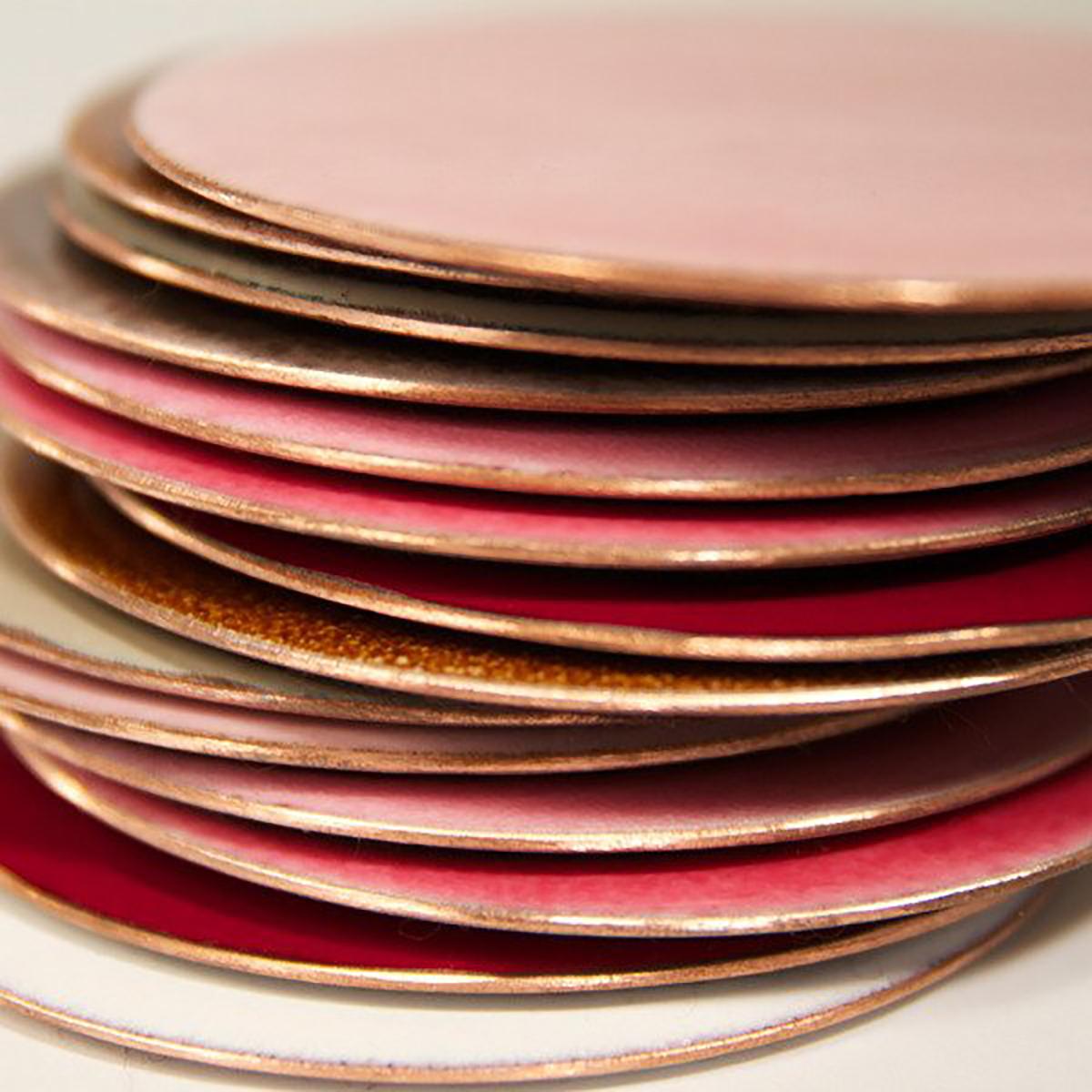 Minimalist Waifs, Coasters in Wafer Thin Vitreous Enamels, Limited Production, Set of 6 For Sale