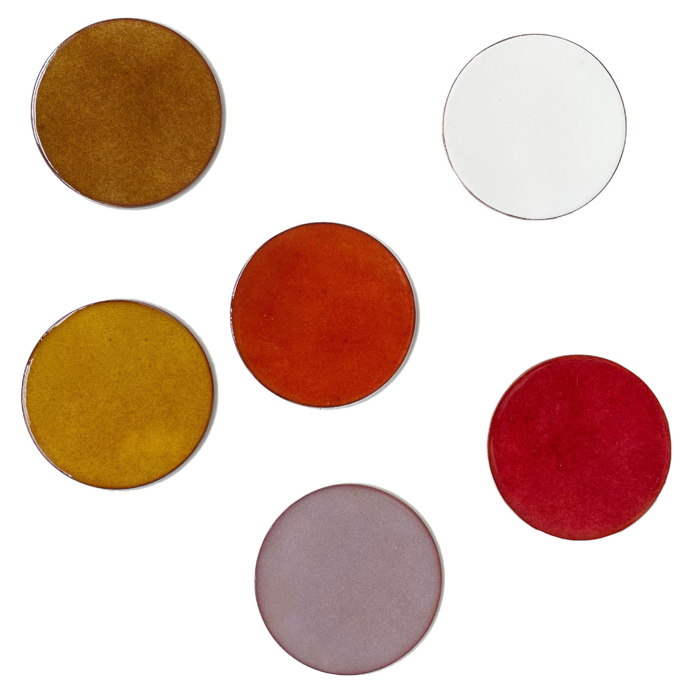 Waifs, Coasters in Wafer Thin Vitreous Enamels, Limited Production, Set of 6 For Sale