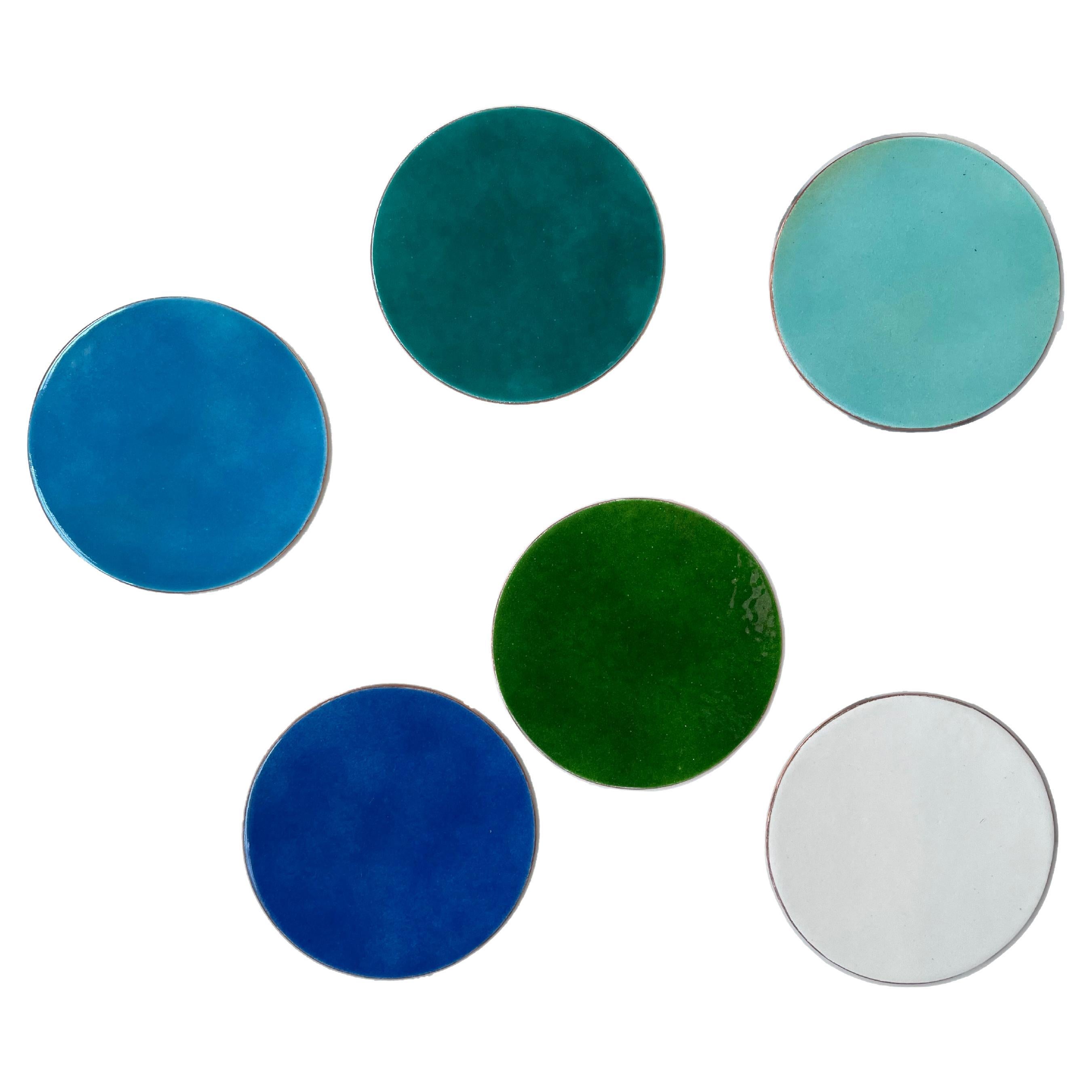 Waifs, Coasters in Wafer Thin Vitreous Enamels, Limited Production, Set of 6 For Sale