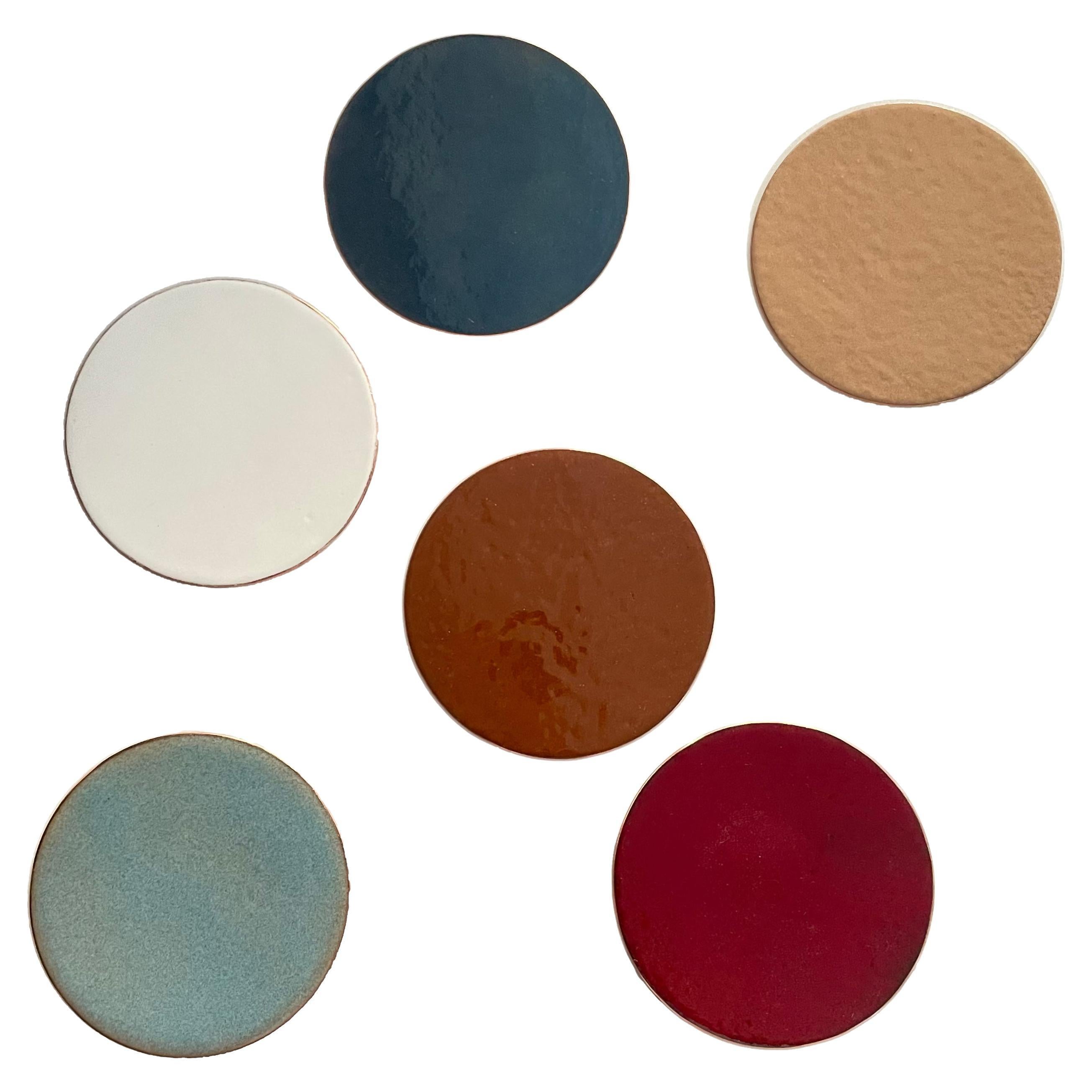 Waifs, Coasters in Wafer-Thin Vitreous Enamels, Limited Production, Set of 6 For Sale