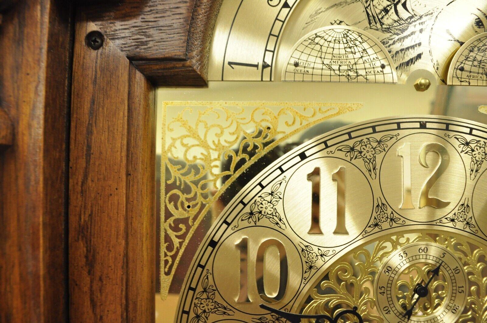 The Walden Ridge Ridgeway Grandfather Clock Oak Tall Case In Good Condition For Sale In Philadelphia, PA