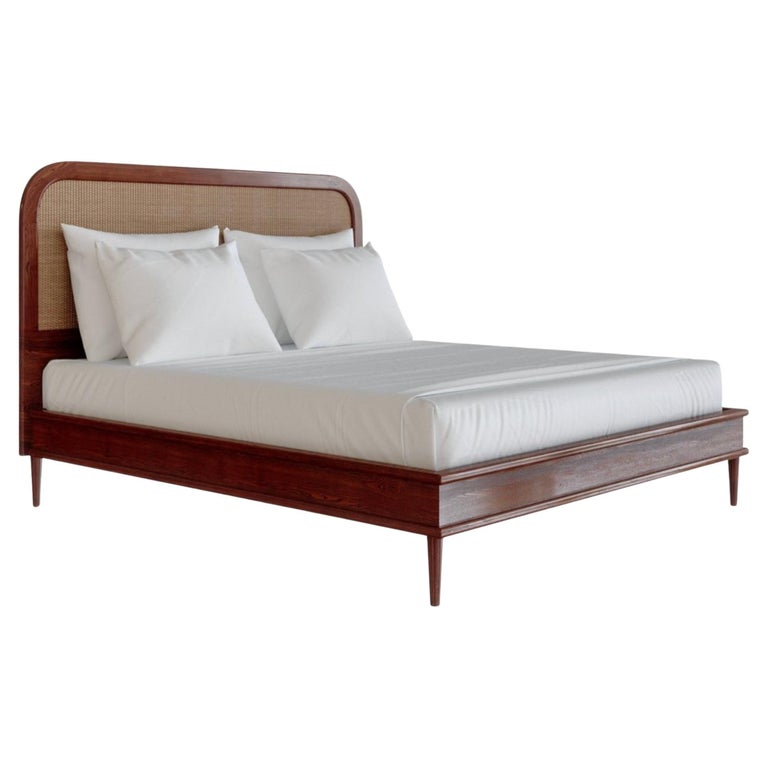The Walford Bed by Lind + Almond in Rattan & Cognac (Euro Super King) For Sale